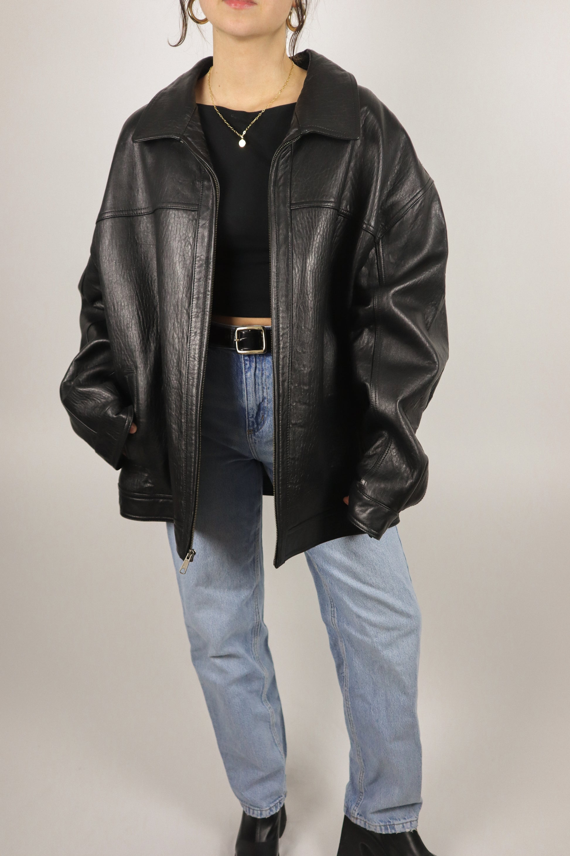 Vintage x Leather Jacket (XL/XXL)