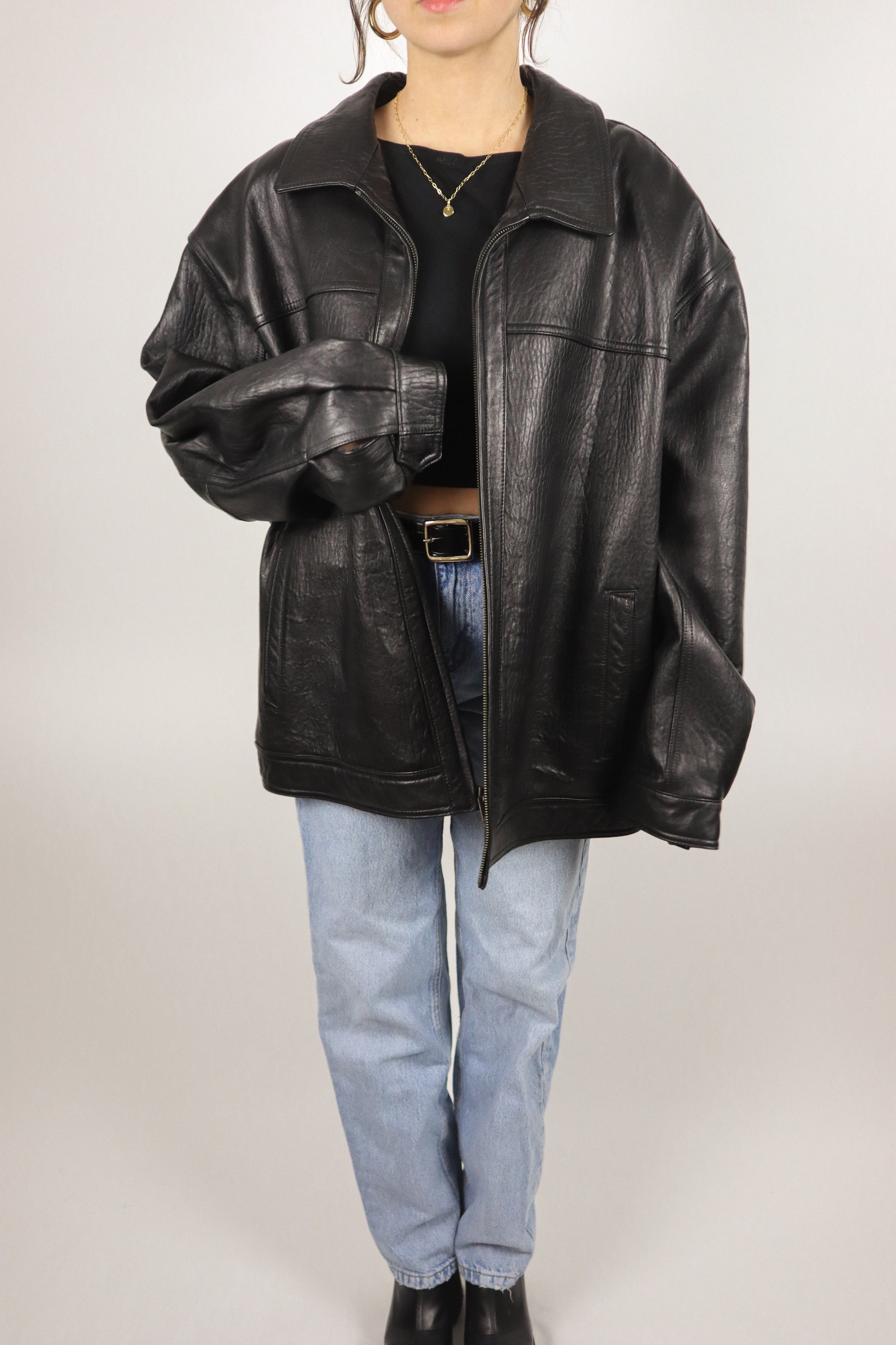 Vintage x Leather Jacket (XL/XXL)