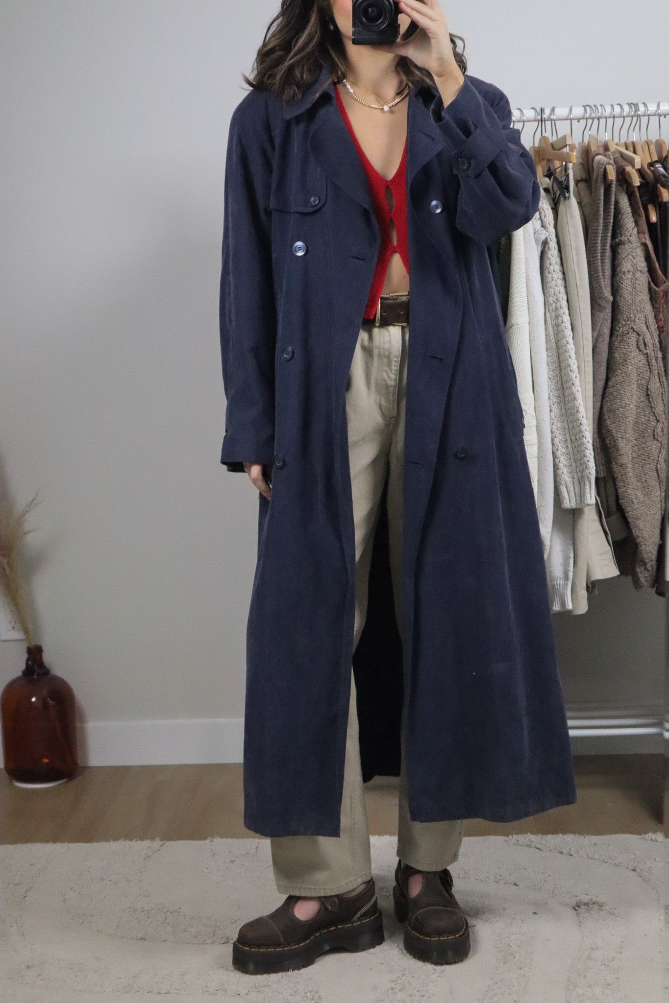 Vintage x Faux Suede Trench Coat (10)
