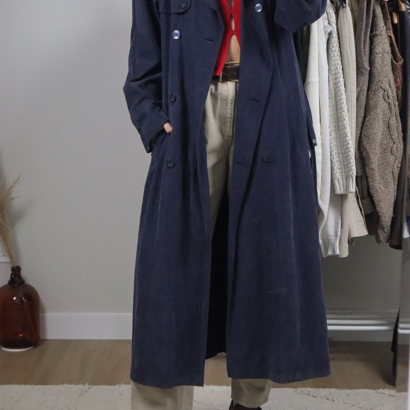 Vintage x Faux Suede Trench Coat (10)