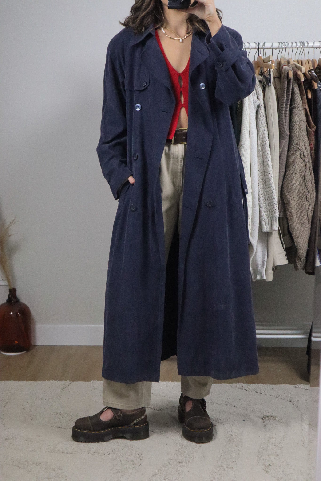 Vintage x Faux Suede Trench Coat (10)