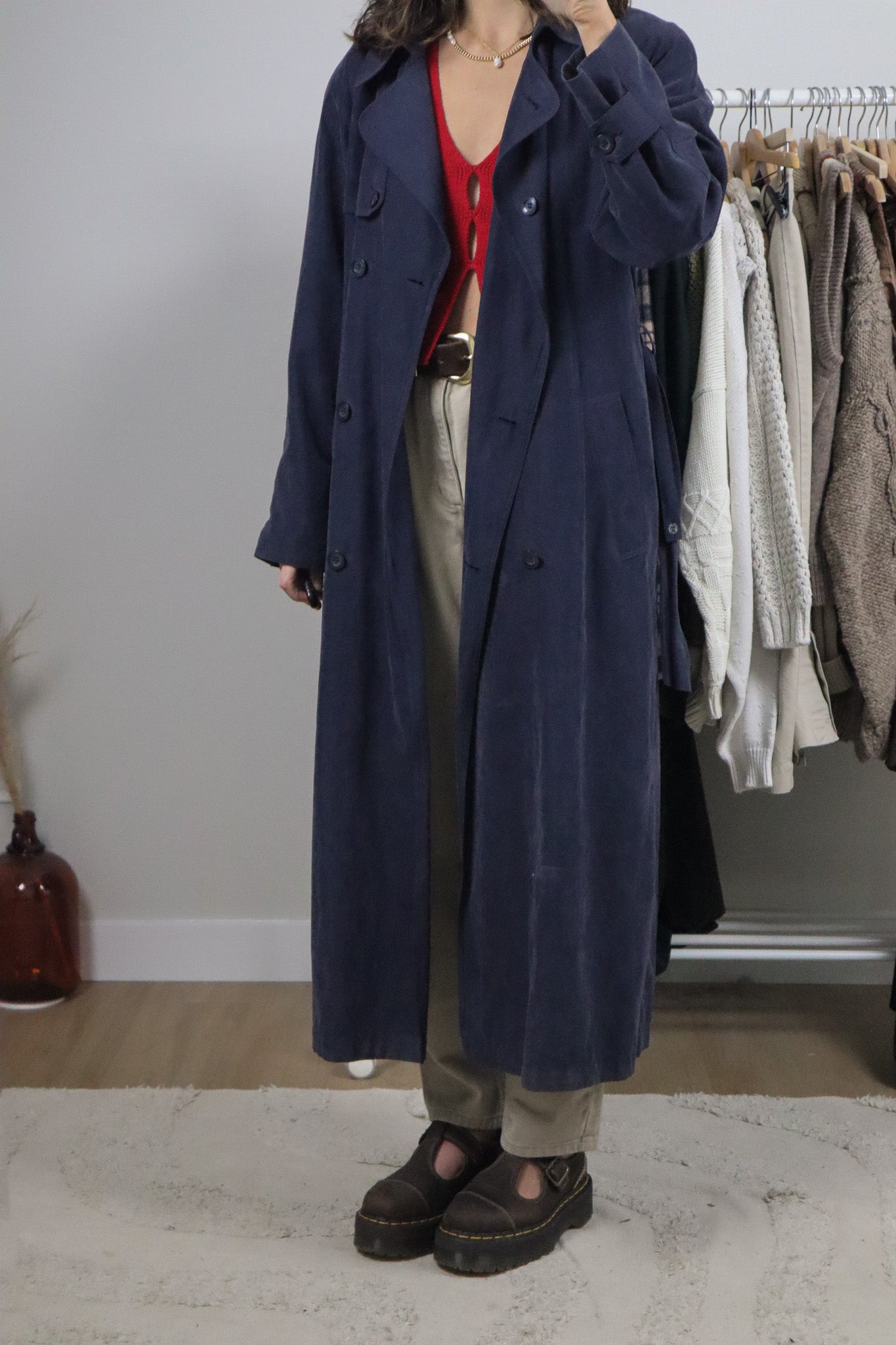 Vintage x Faux Suede Trench Coat (10)
