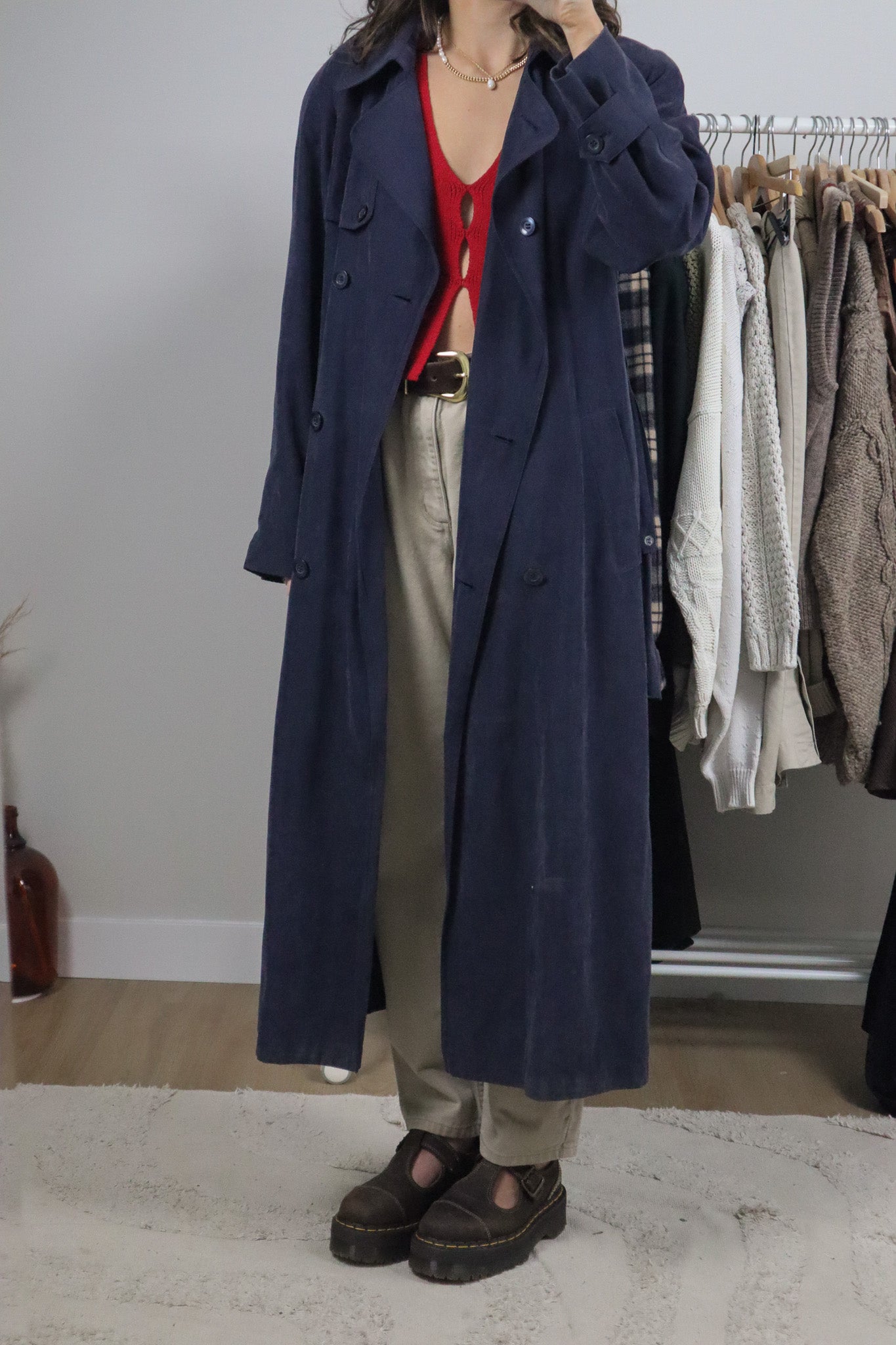 Vintage x Faux Suede Trench Coat (10)