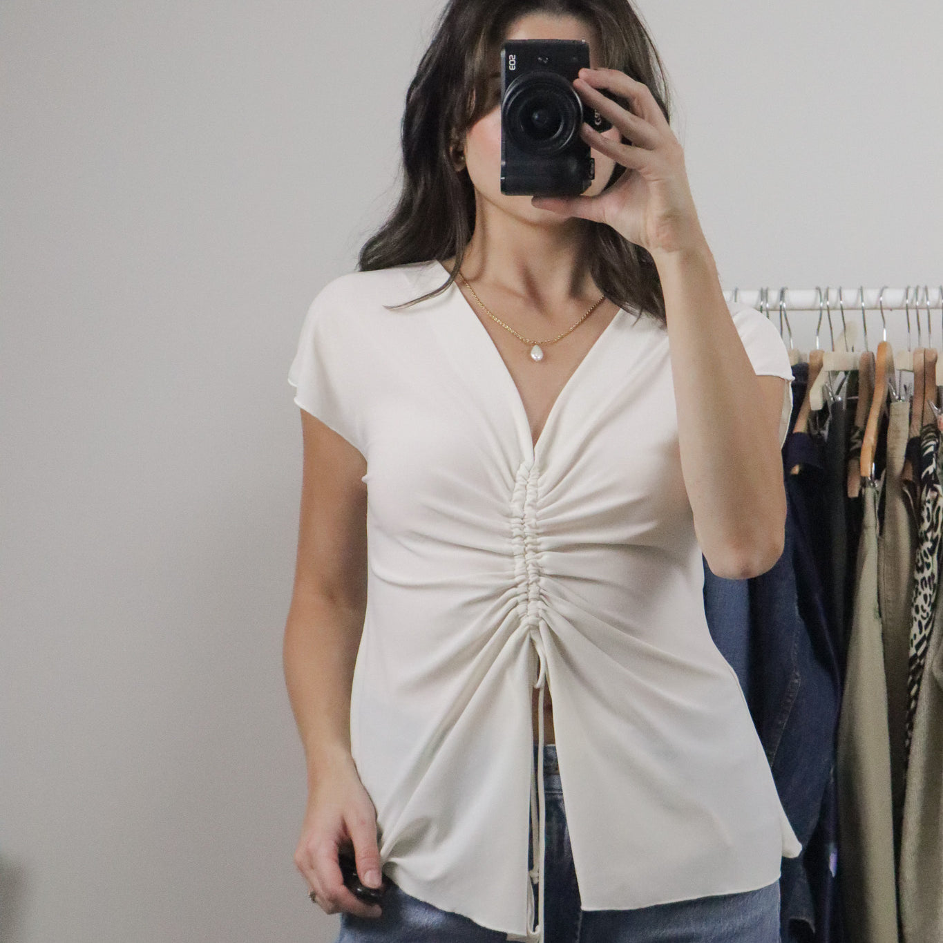 Made in Canada x Vintage x Ruched Top (M/L)