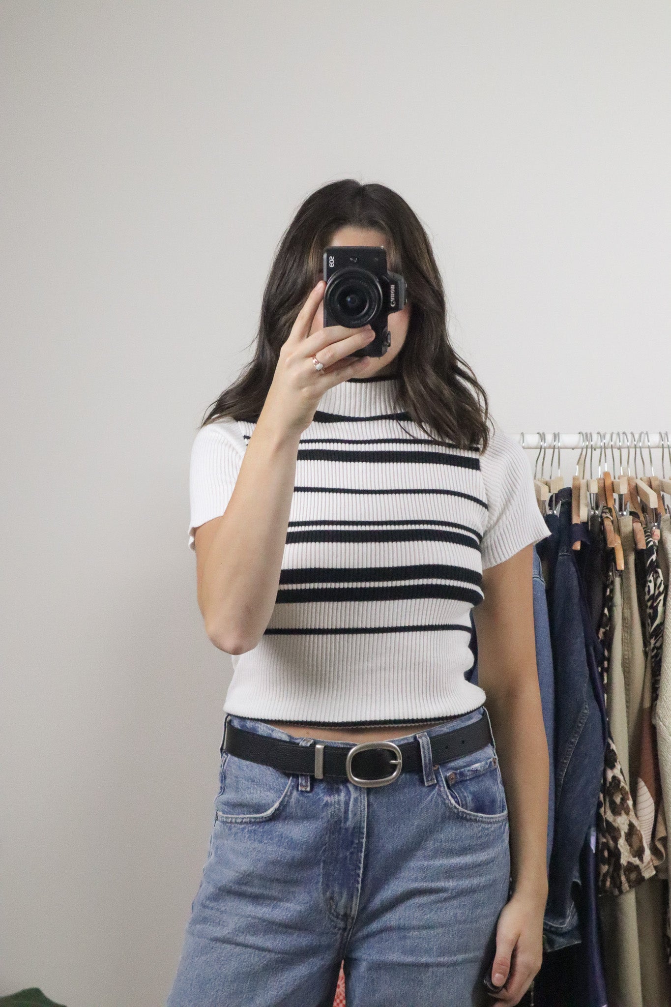 Made in Canada x Vintage x Striped Ribbed Mockneck Top (XS/S)