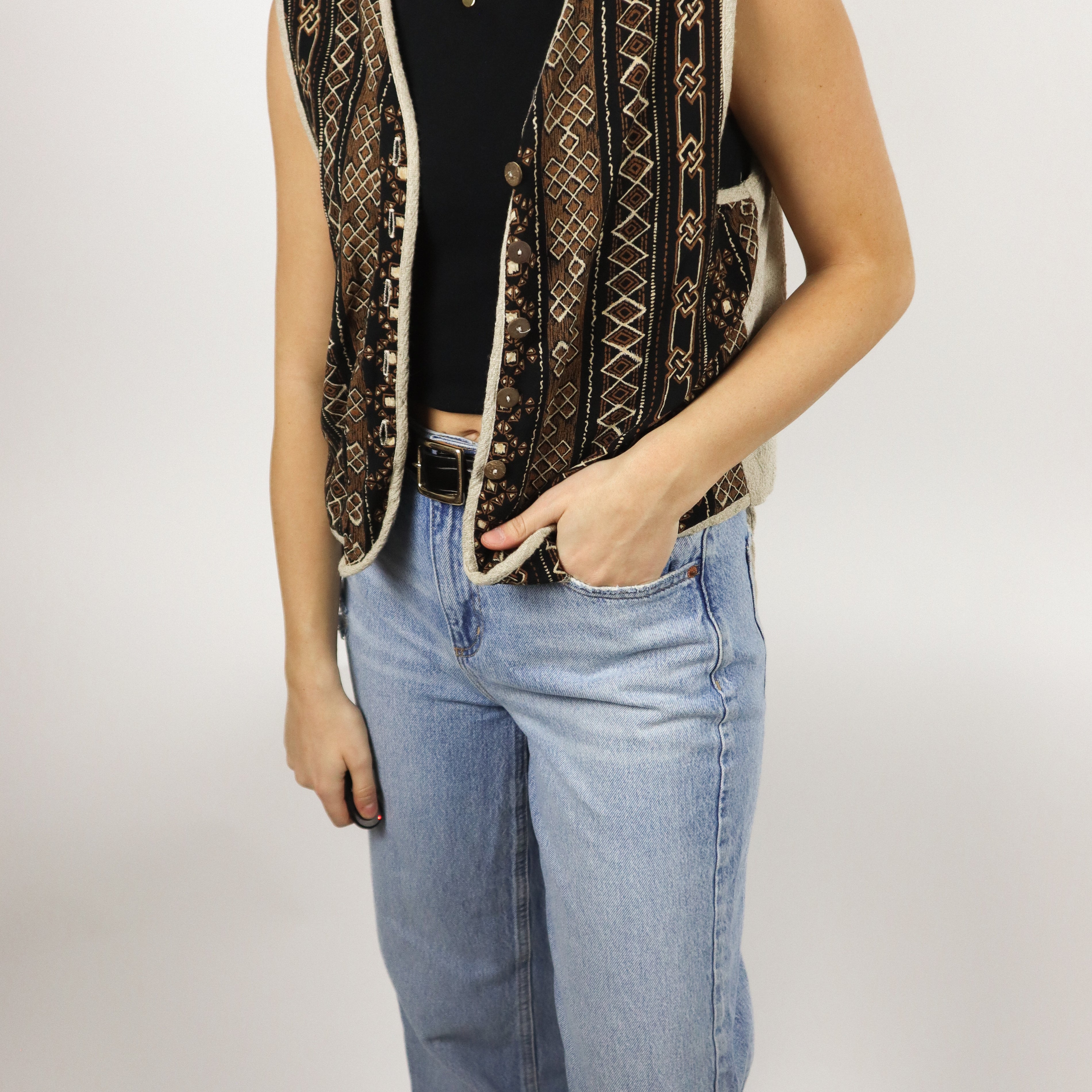 Made in USA x Vintage x Patterned Vest (S/M)