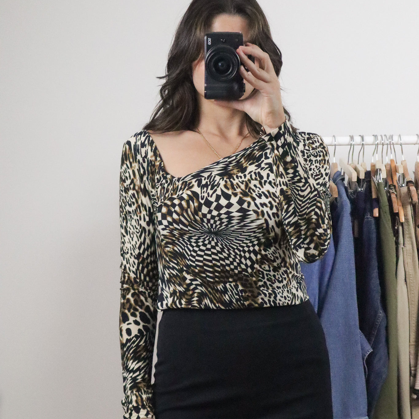 Vintage x Pattern/Cheetah Print Long Sleeve (S)