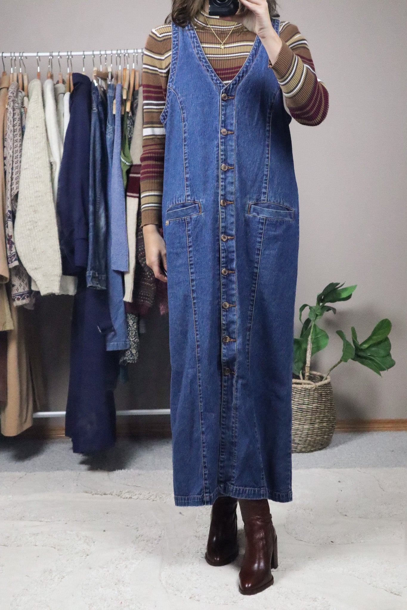 Vintage x Denim Button Up Maxi Dress (M)