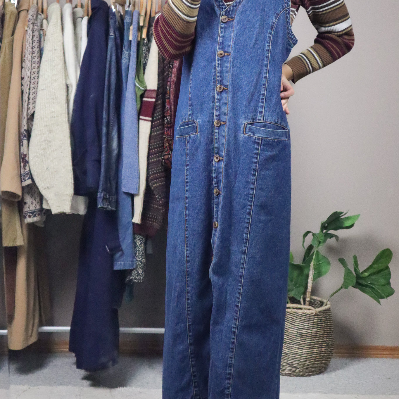 Vintage x Denim Button Up Maxi Dress (M)