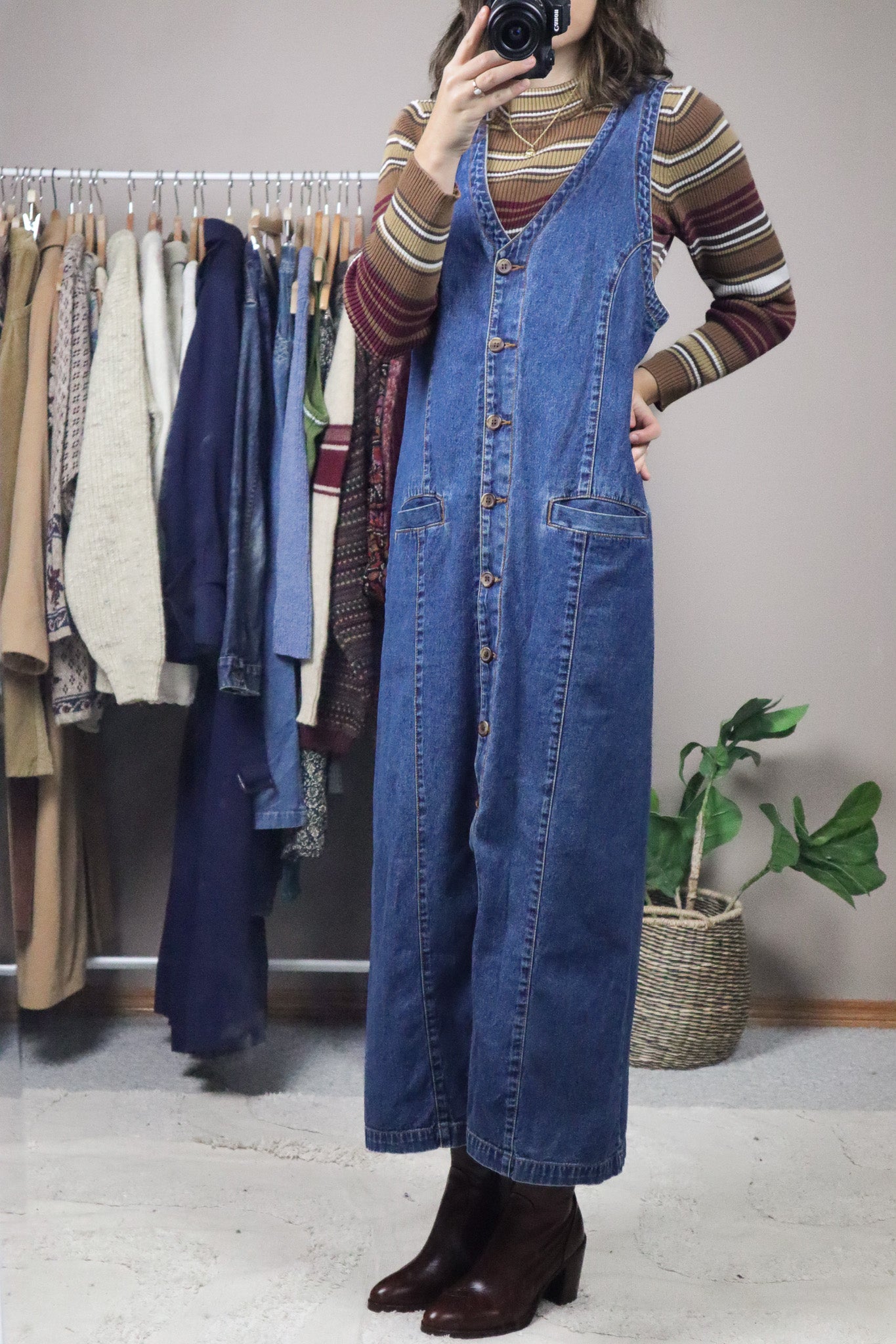 Vintage x Denim Button Up Maxi Dress (M)