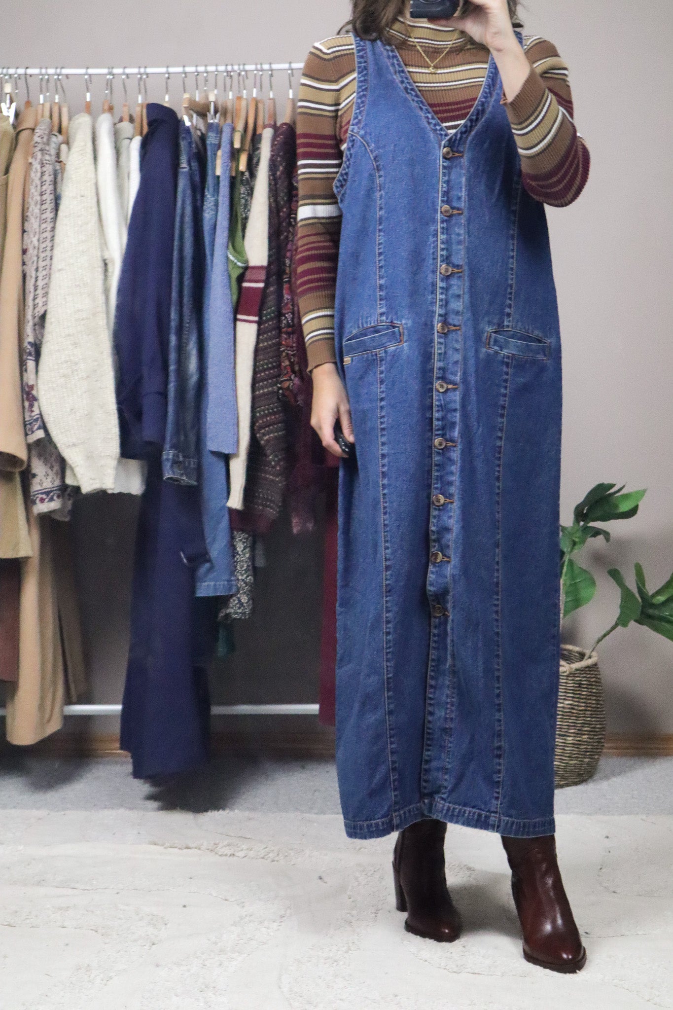 Vintage x Denim Button Up Maxi Dress (M)