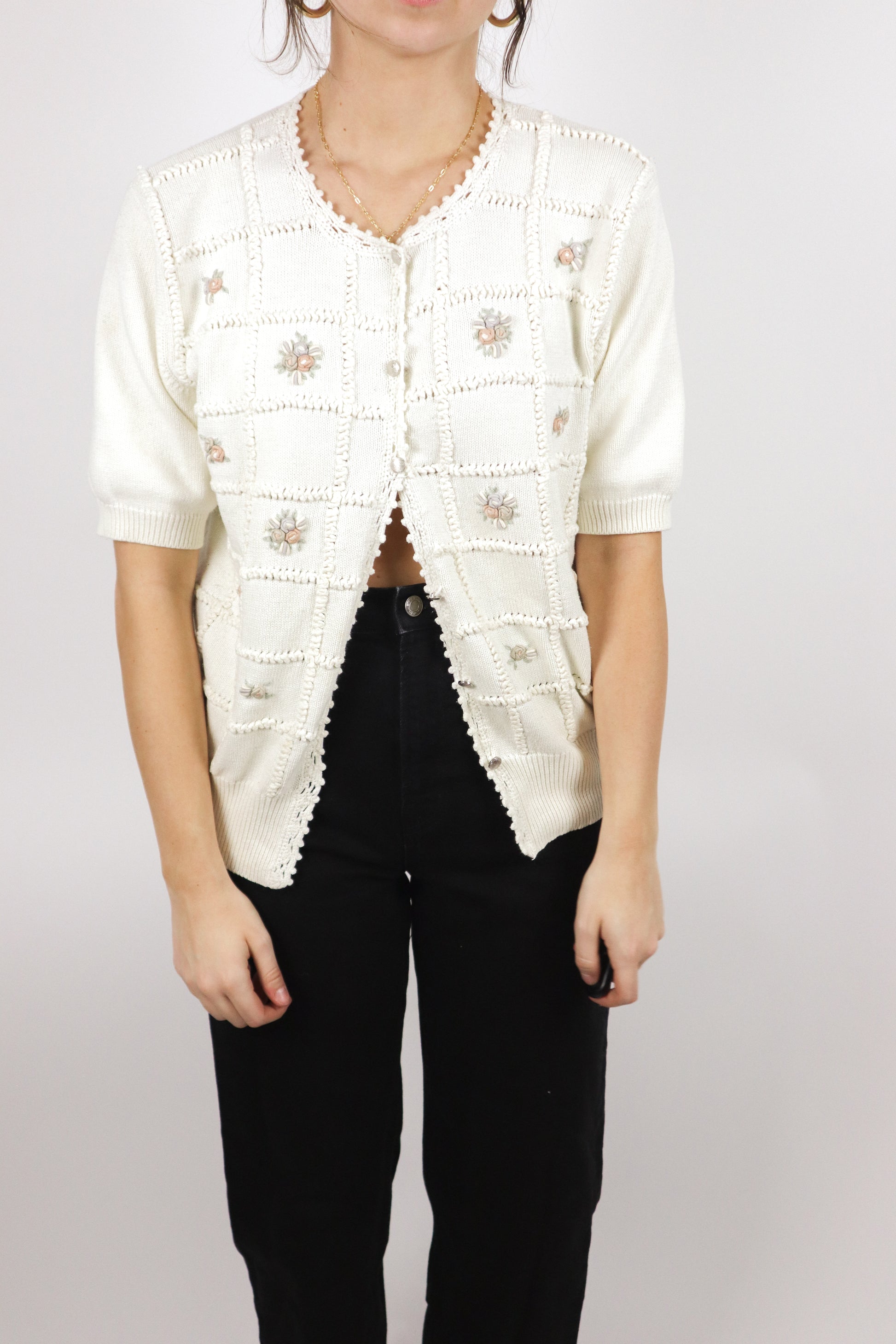 Vintage x Embroidered Short Sleeve Knit (M)