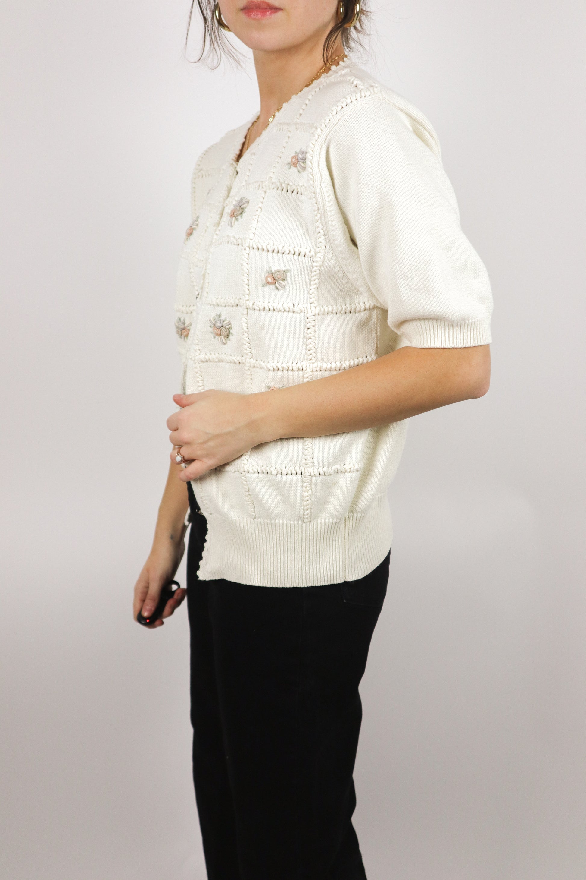 Vintage x Embroidered Short Sleeve Knit (M)