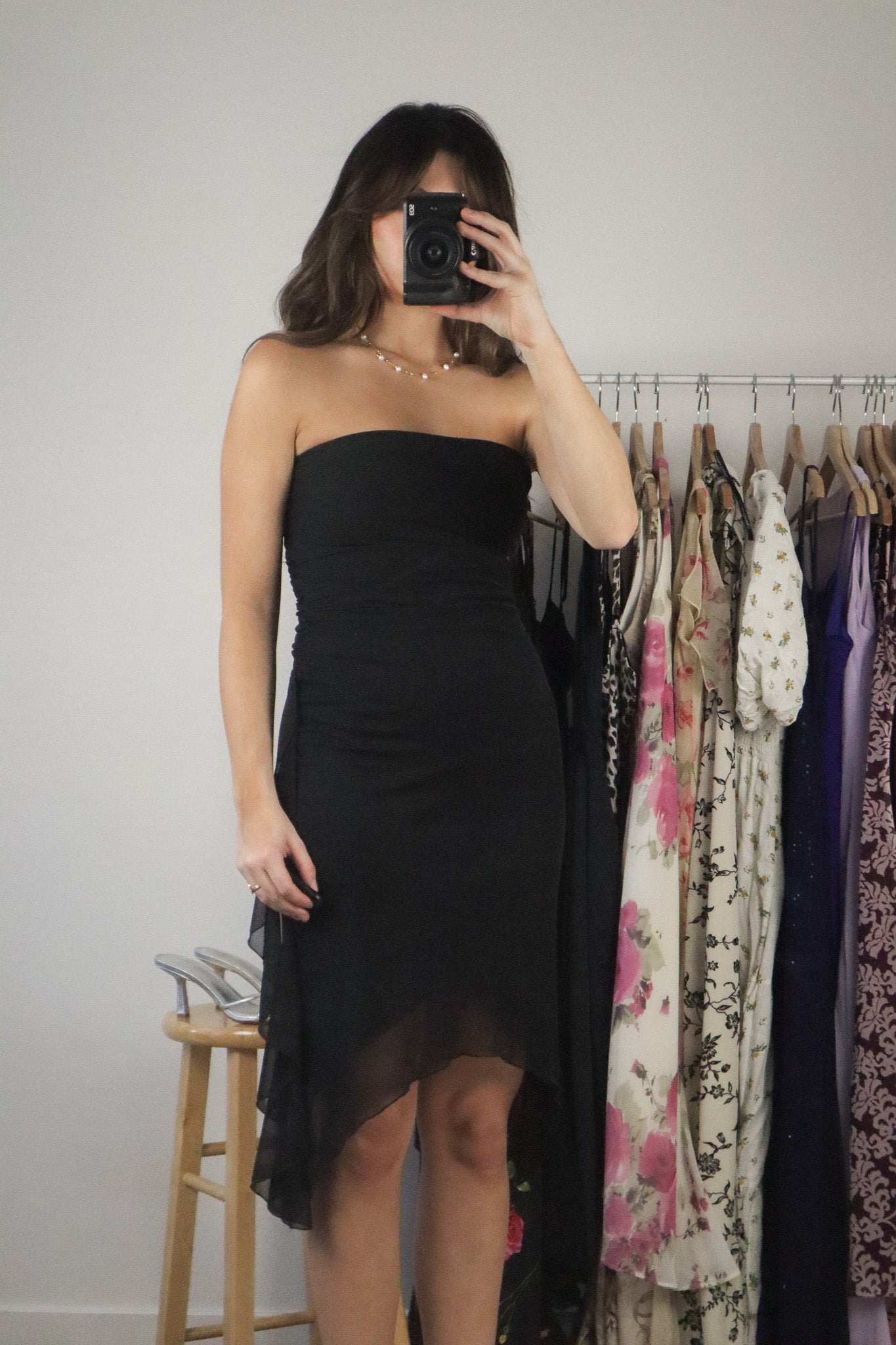 Vintage x Mesh Strapless Dress (XS)