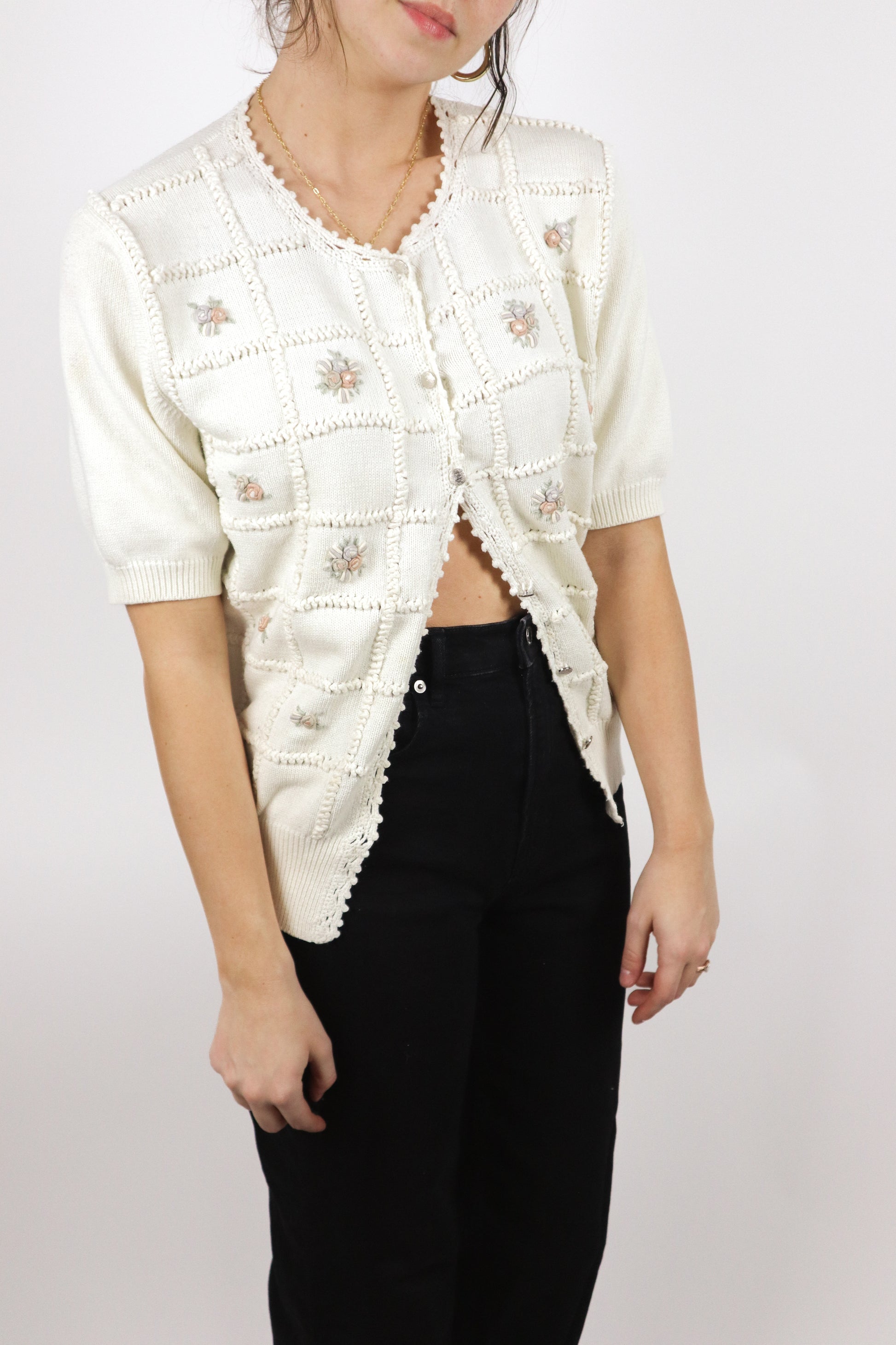 Vintage x Embroidered Short Sleeve Knit (M)