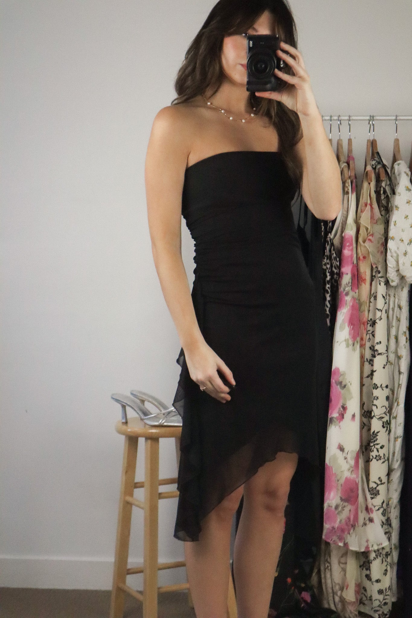Vintage x Mesh Strapless Dress (XS)