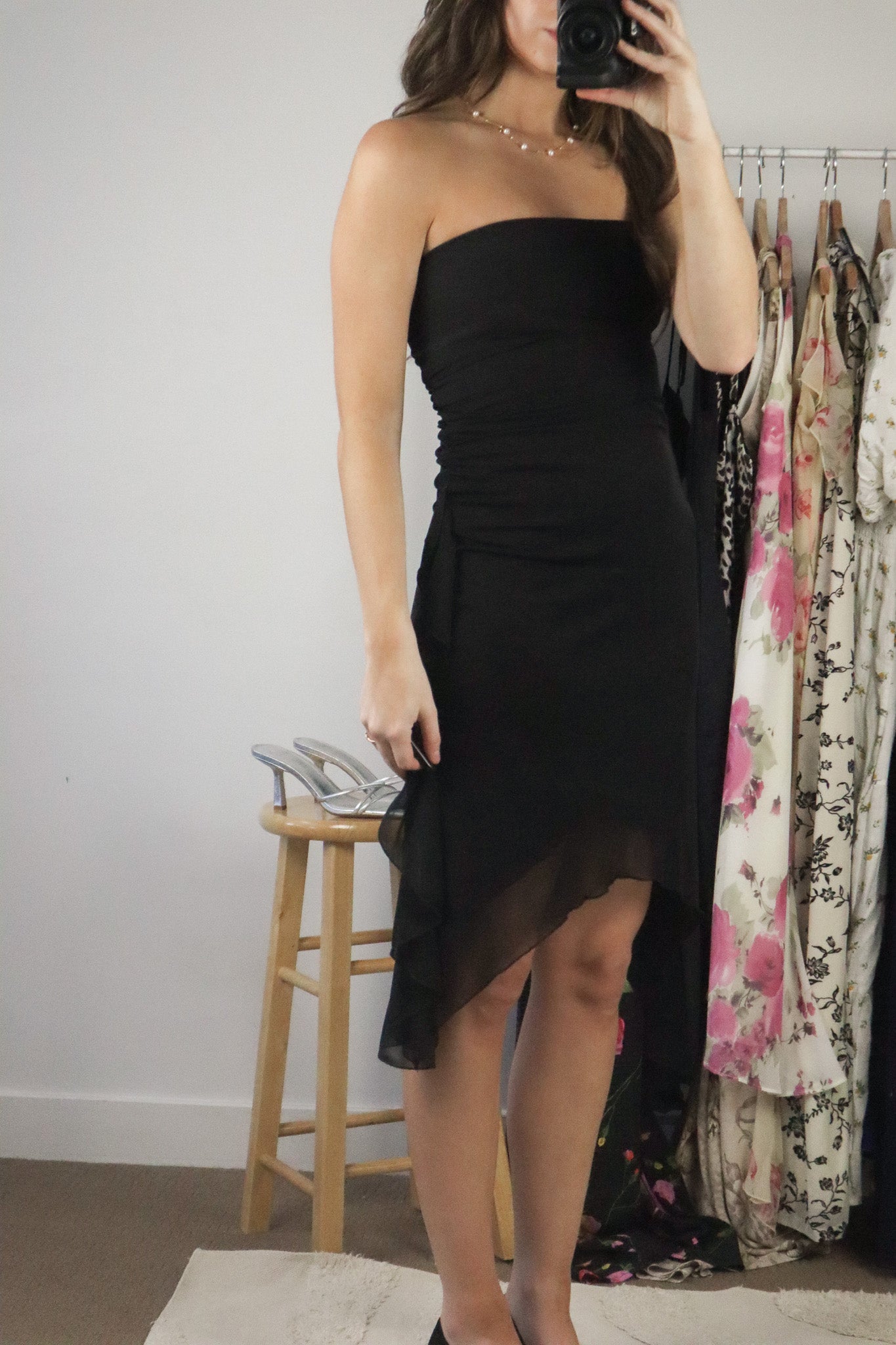 Vintage x Mesh Strapless Dress (XS)