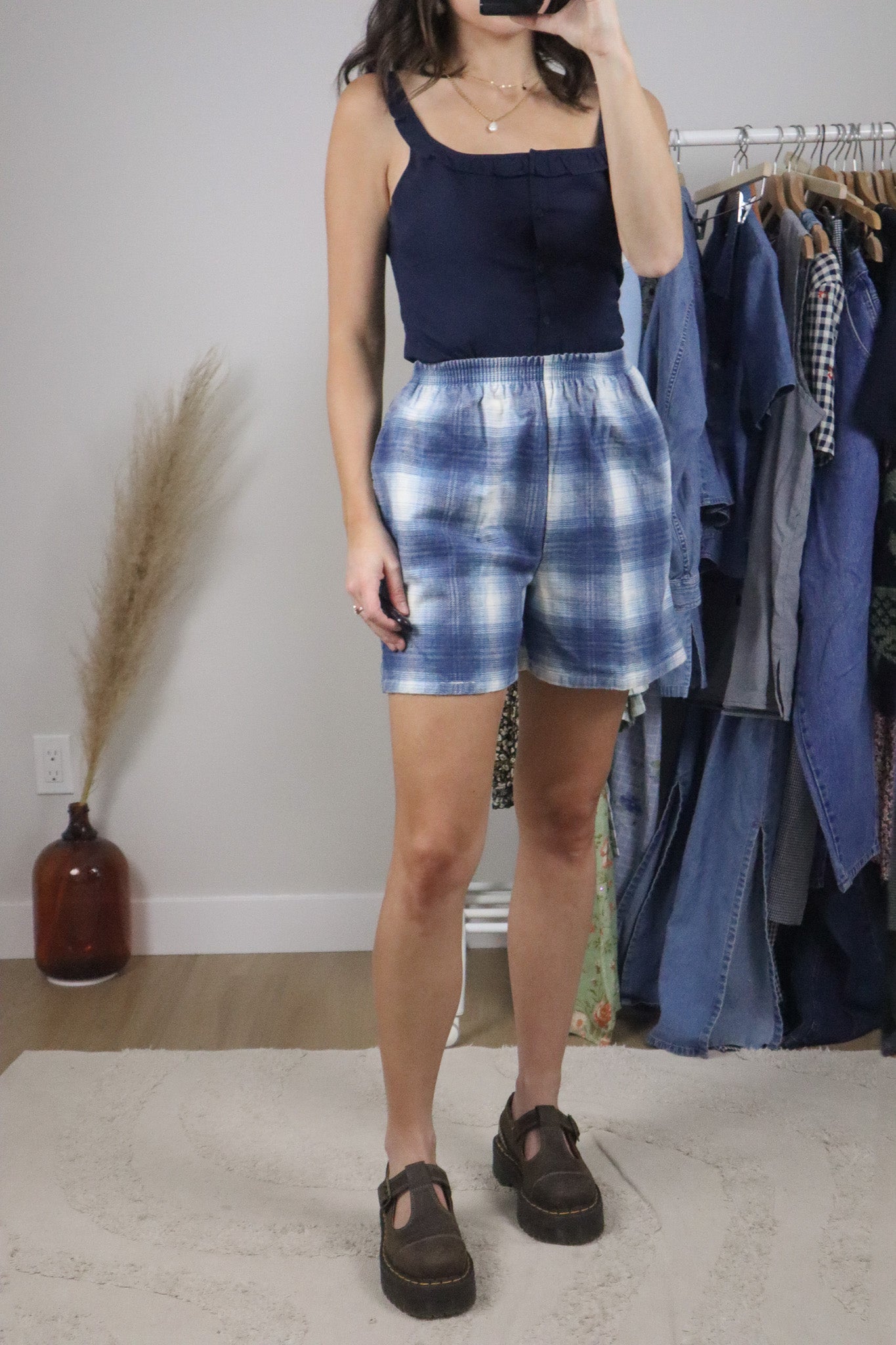 Made in Canada x Vintage x Cotton Plaid Boxer Style Shorts (XXS/XS)
