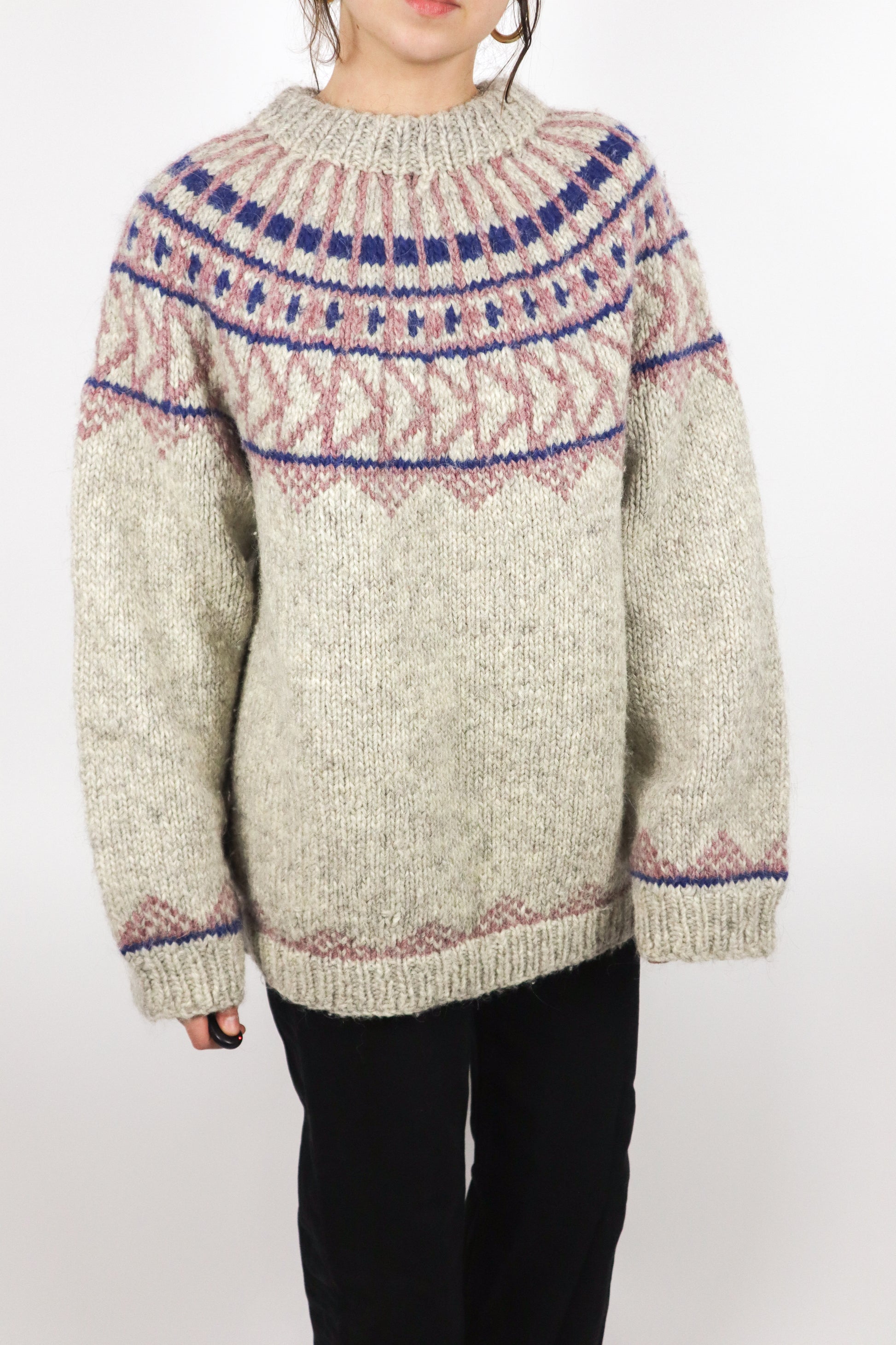 Hand Knit x Wool Fair Isle Chunky Knit (M-XL)
