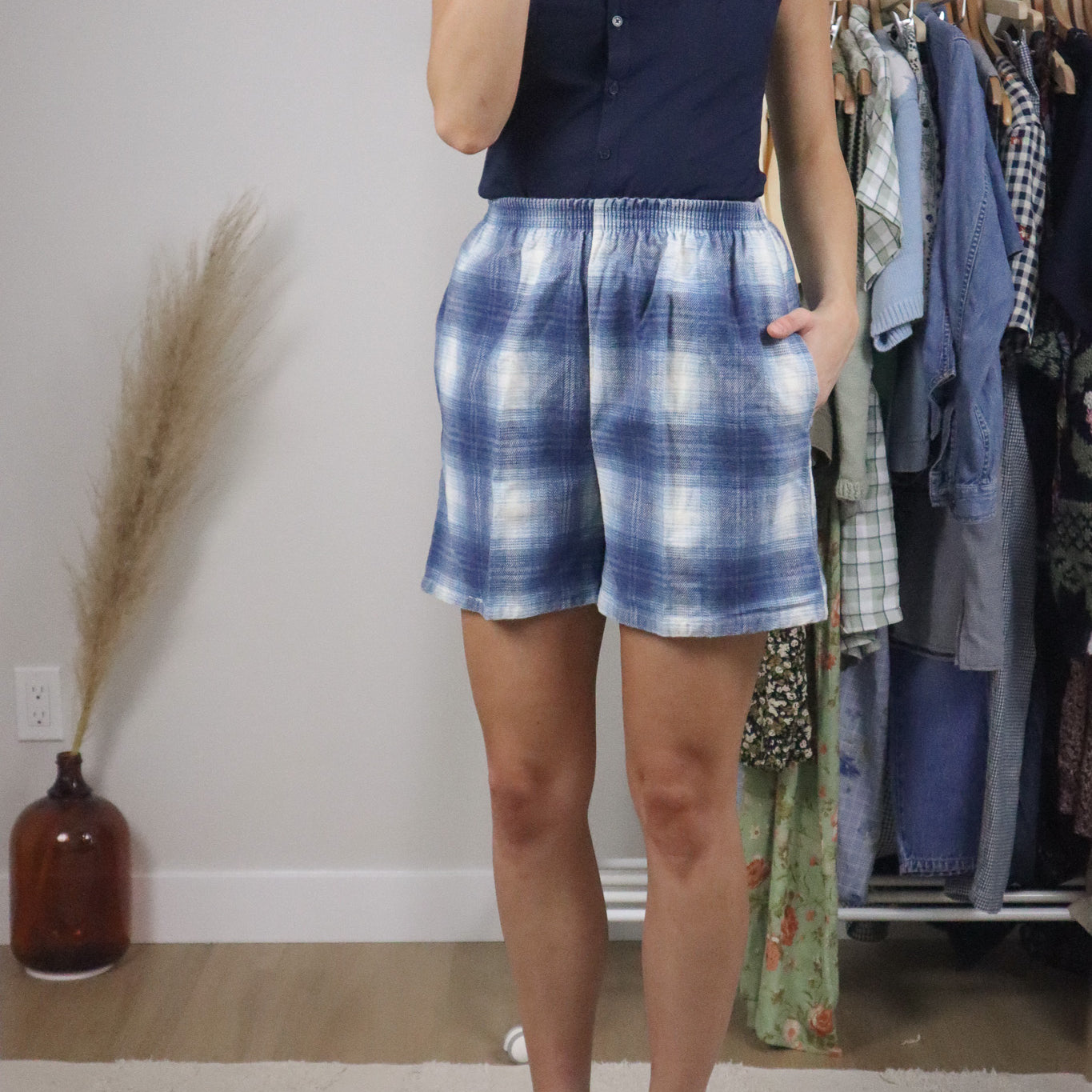 Made in Canada x Vintage x Cotton Plaid Boxer Style Shorts (XXS/XS)