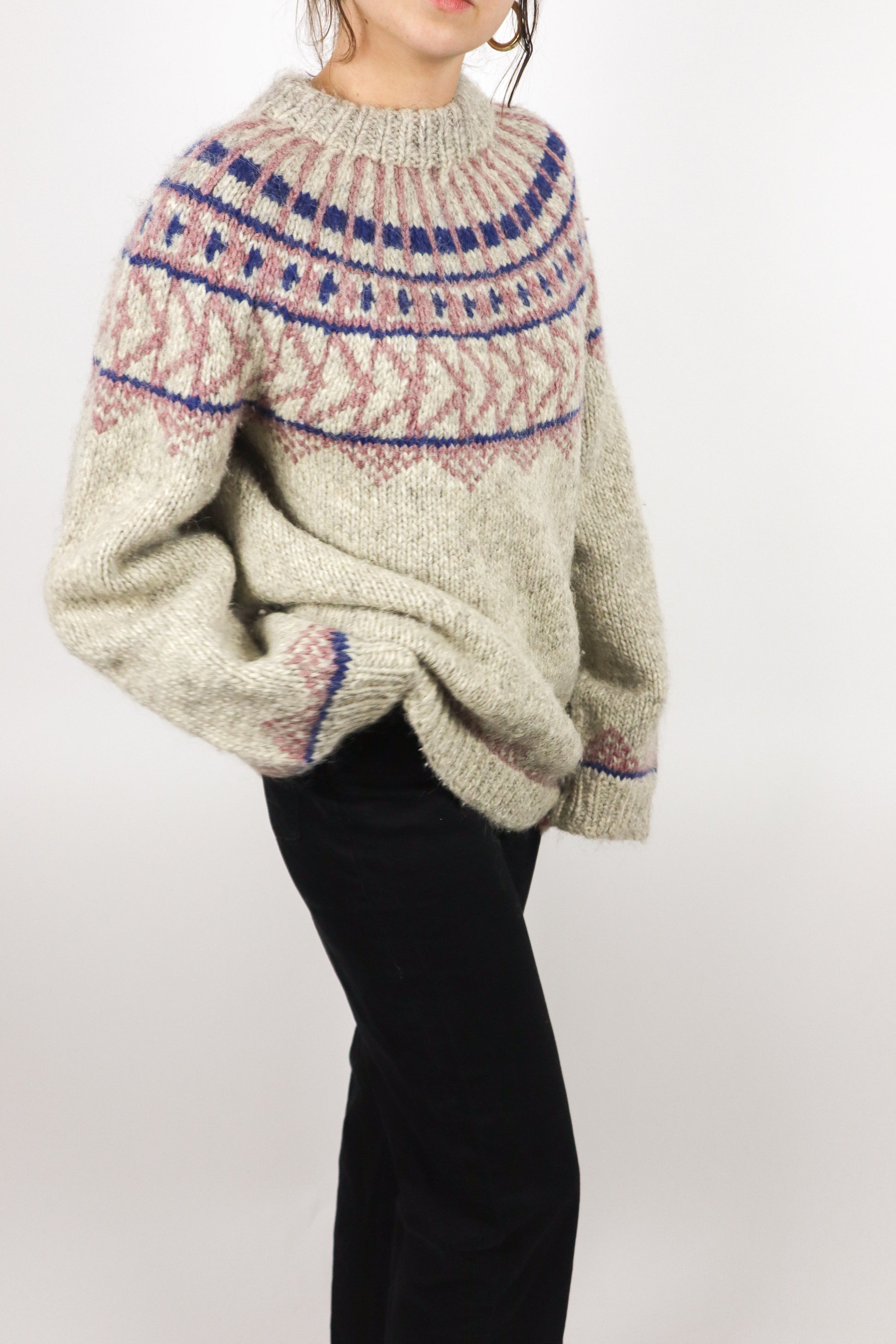 Hand Knit x Wool Fair Isle Chunky Knit (M-XL)