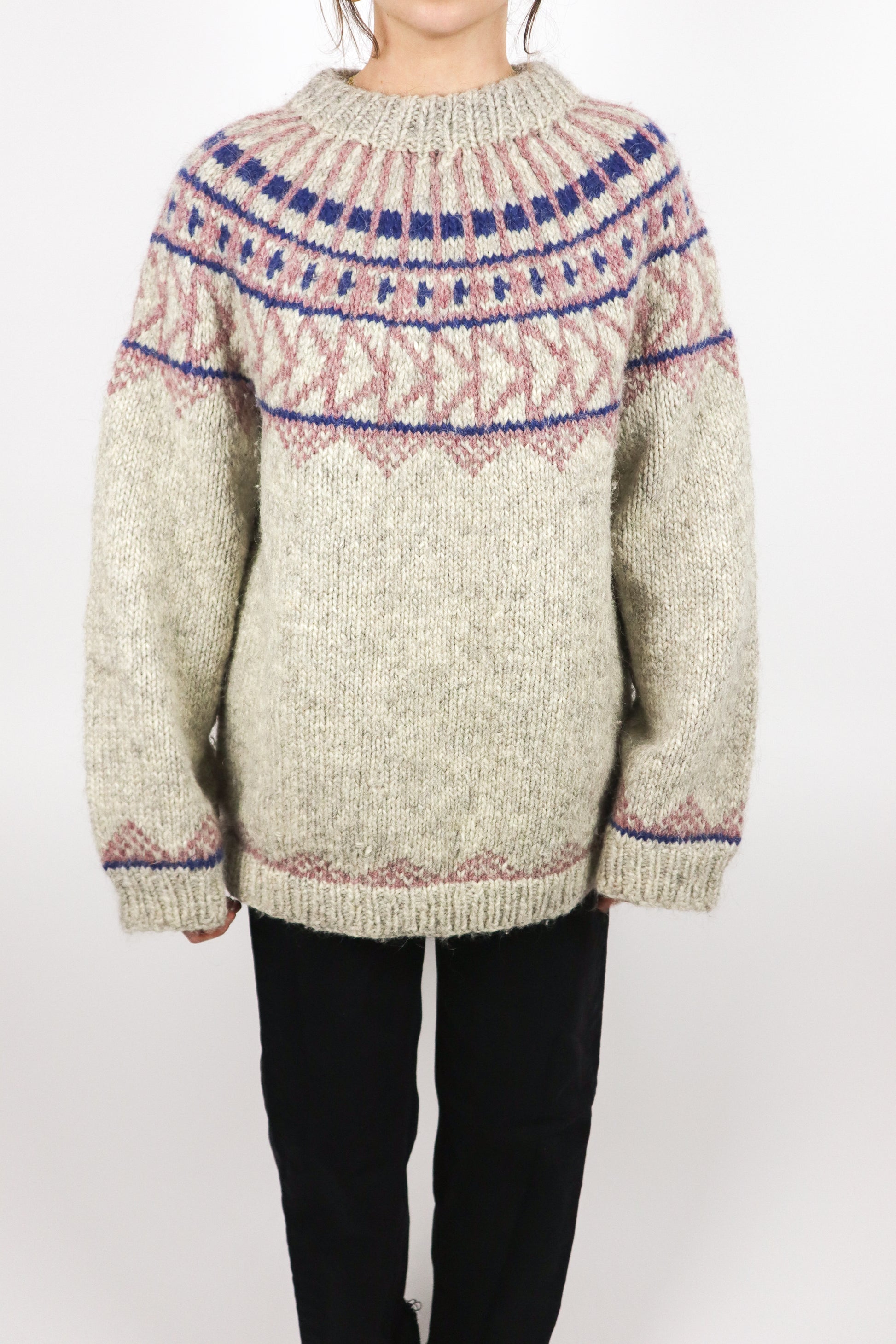 Hand Knit x Wool Fair Isle Chunky Knit (M-XL)