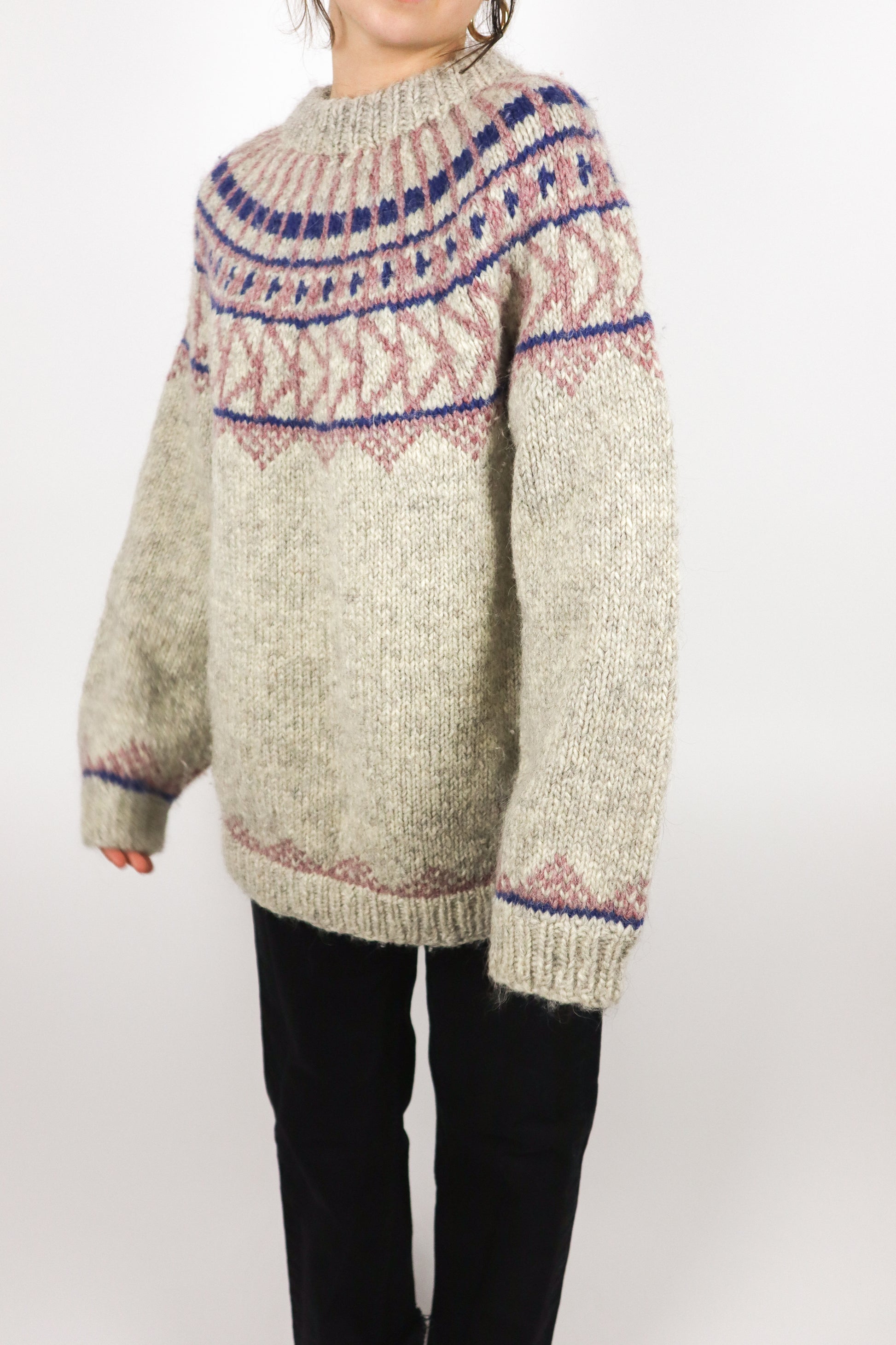 Hand Knit x Wool Fair Isle Chunky Knit (M-XL)