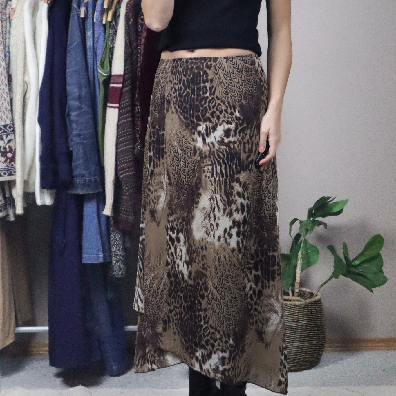 Made in Canada x Vintage x Animal Print Maxi Skirt (4-8)