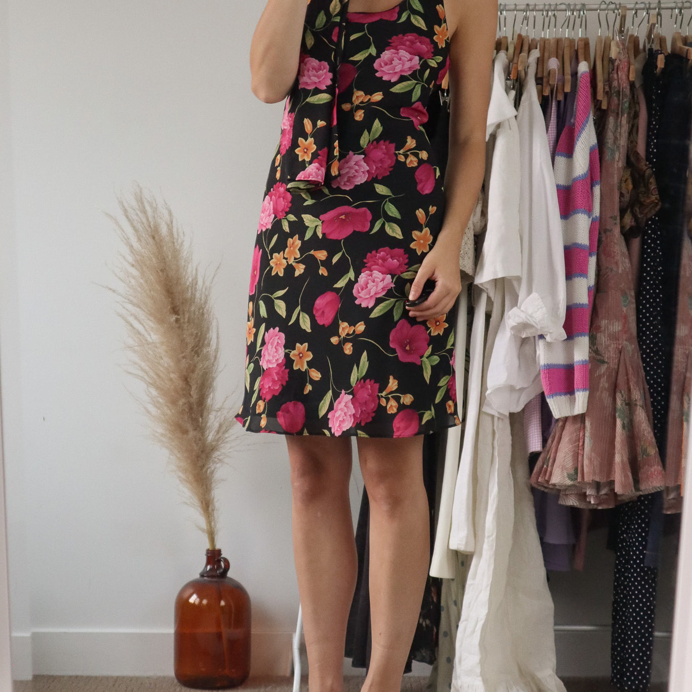 Vintage x Floral Midi Dress w/Scarf (8)