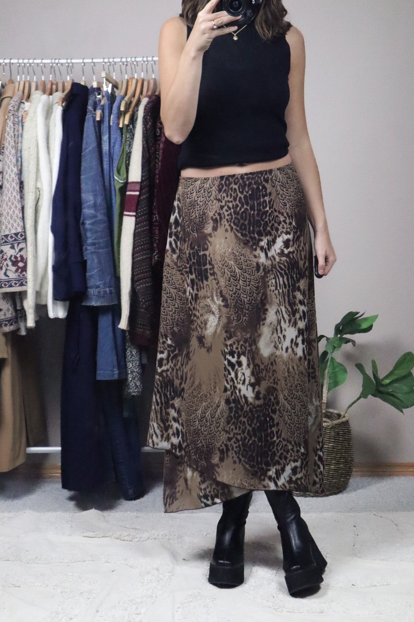 Made in Canada x Vintage x Animal Print Maxi Skirt (4-8)