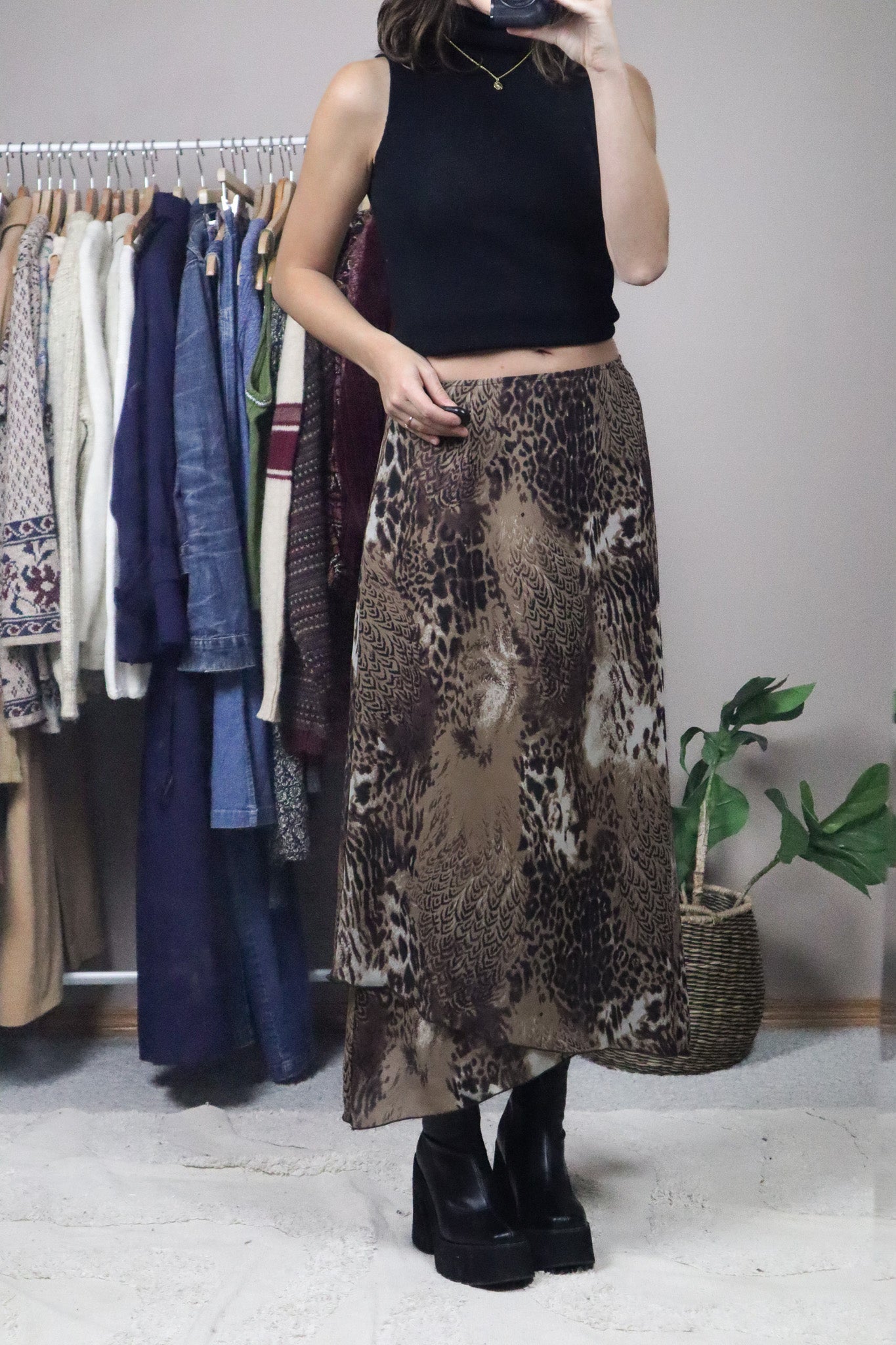 Made in Canada x Vintage x Animal Print Maxi Skirt (4-8)