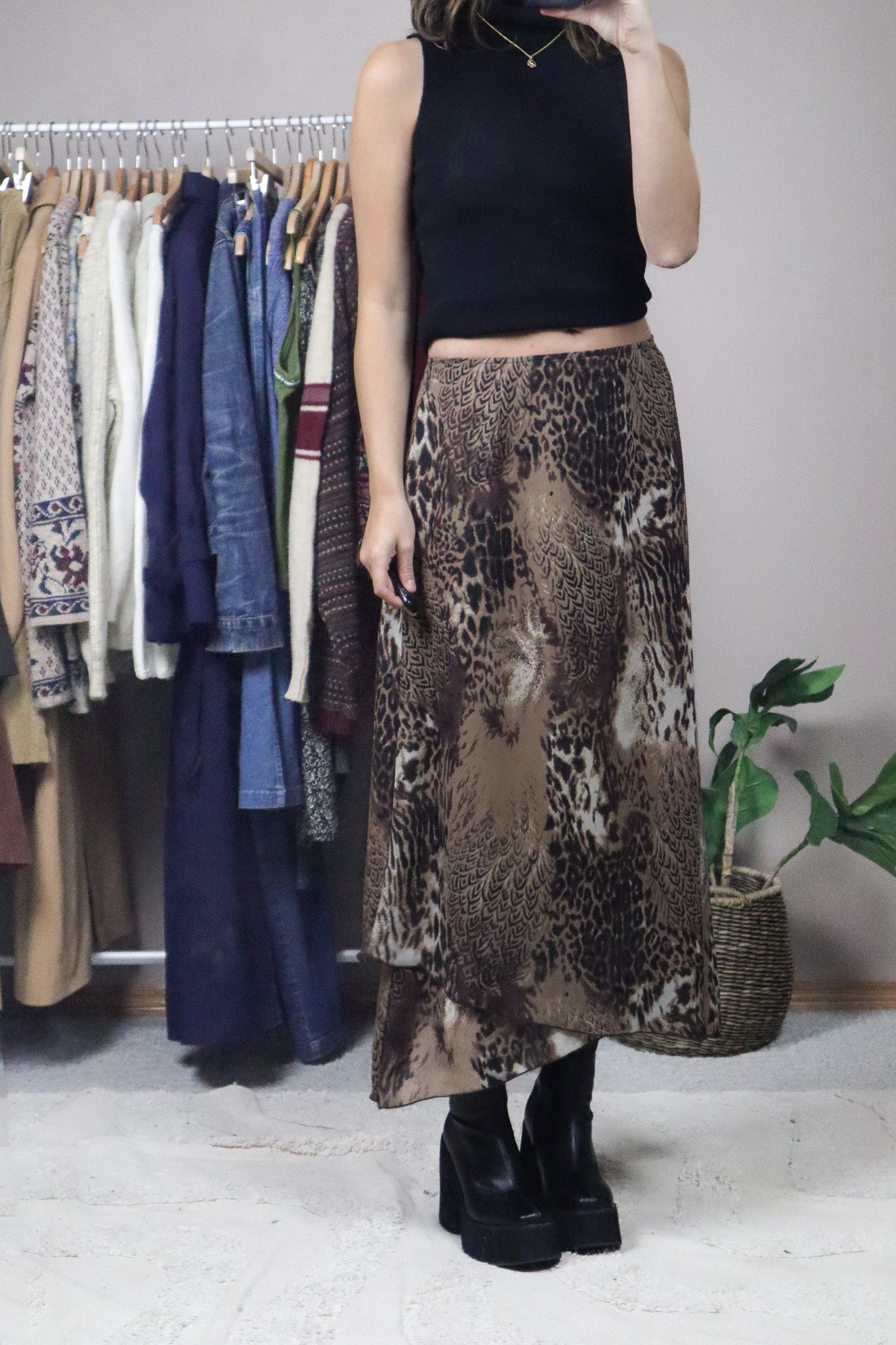 Made in Canada x Vintage x Animal Print Maxi Skirt (4-8)