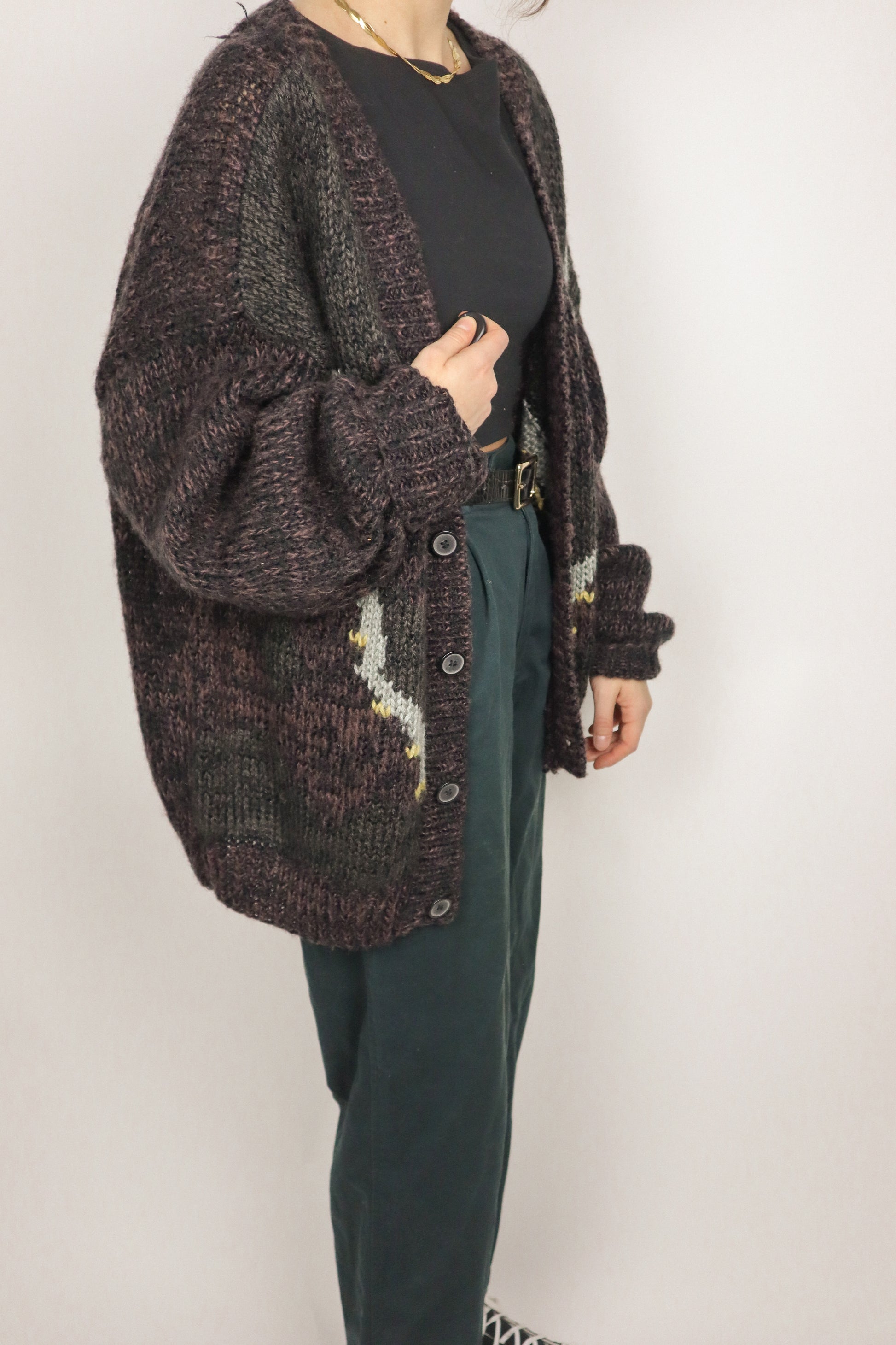 Made in Korea x Vintage x Chunky Knit Cardigan (M/L)