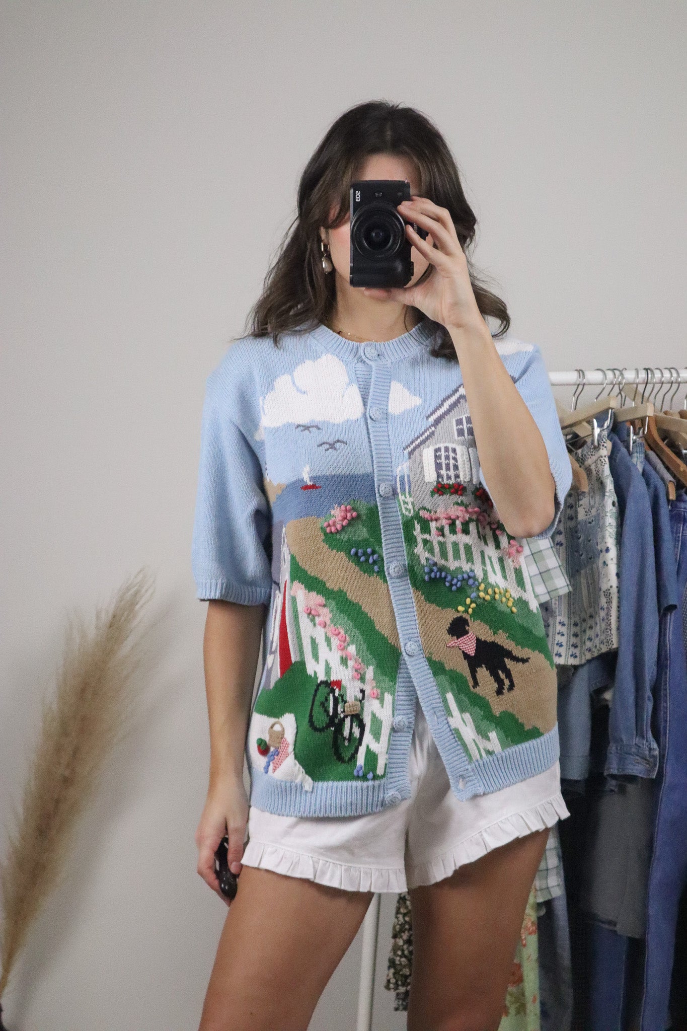 Vintage x Hand Embroidered 3D Graphic Short Sleeve Knit (M)