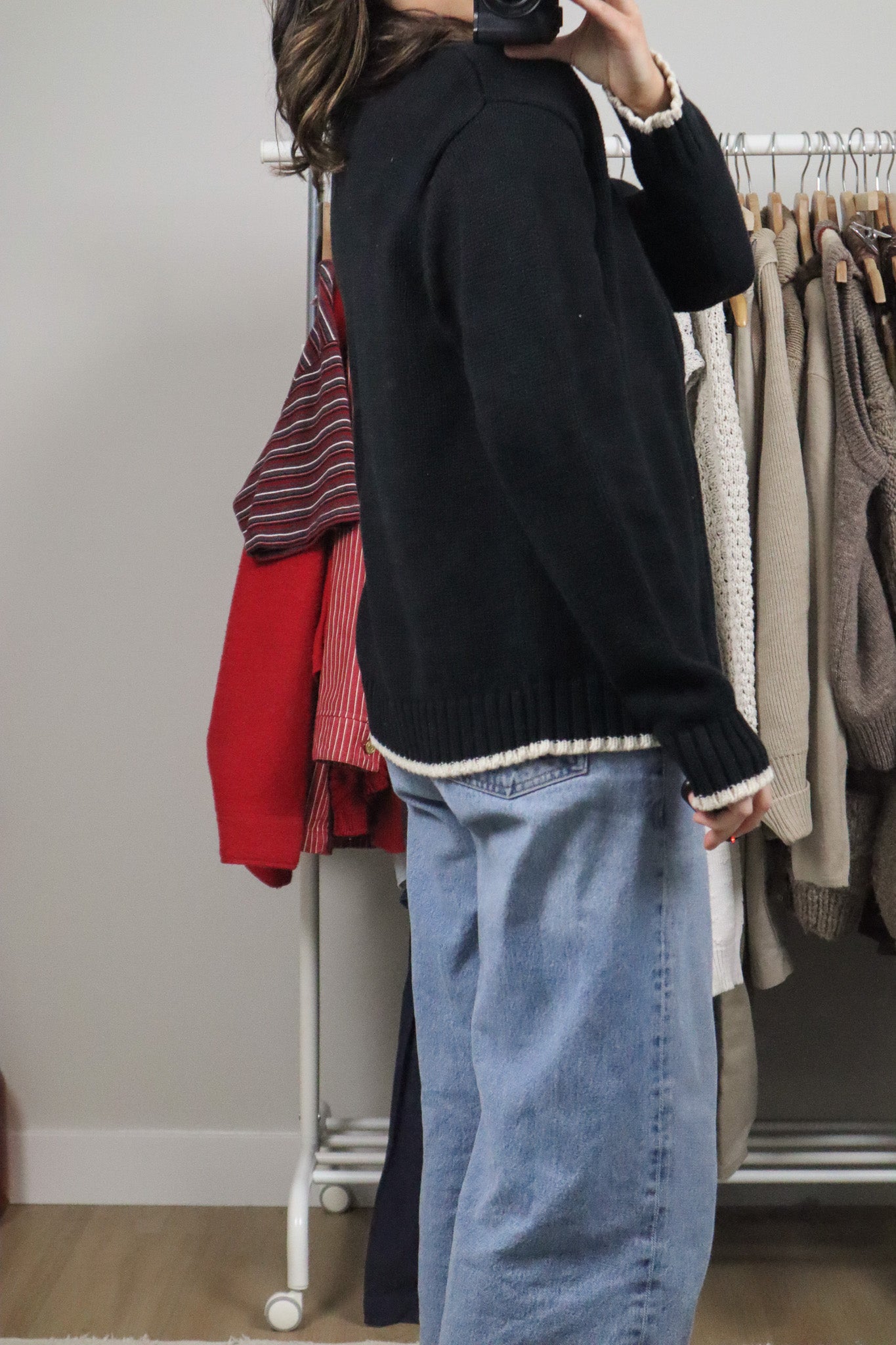 Vintage x Cotton Contrast Knit Zip-Up (L)