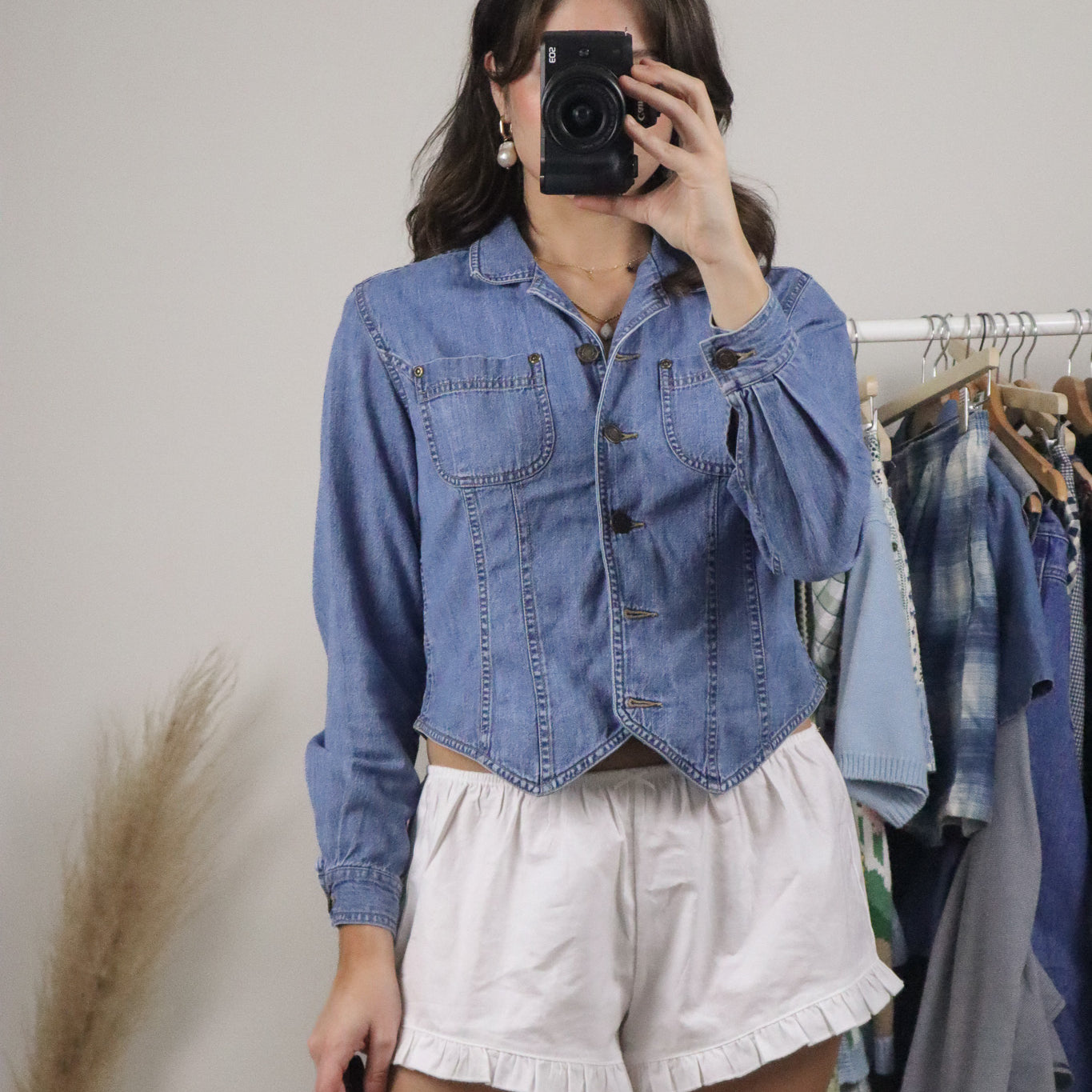 Vintage x Cropped Denim Blouse (S)