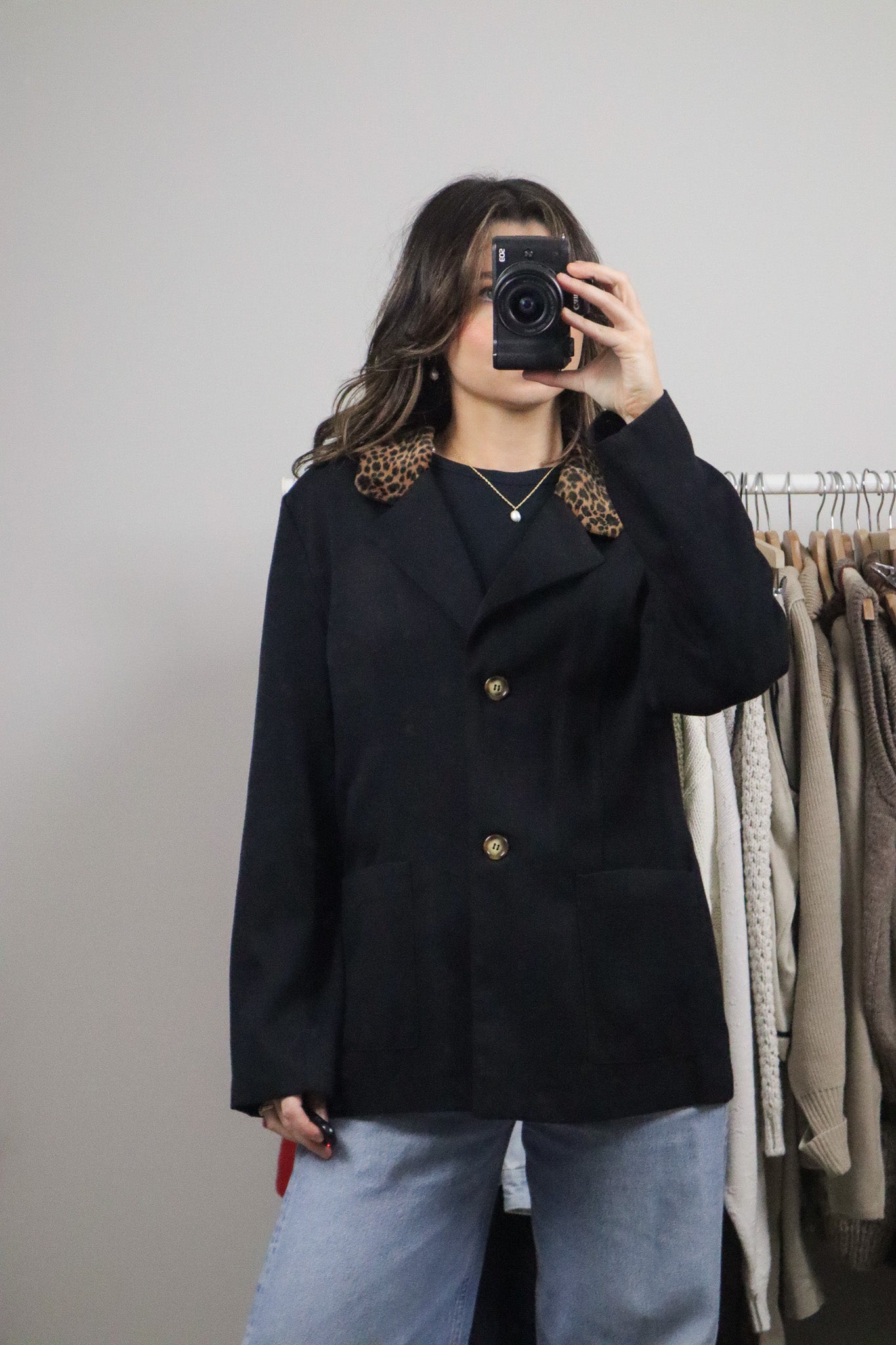 Made in Canada x Vintage x Faux Fur Cheetah Collar Blazer (8/10)