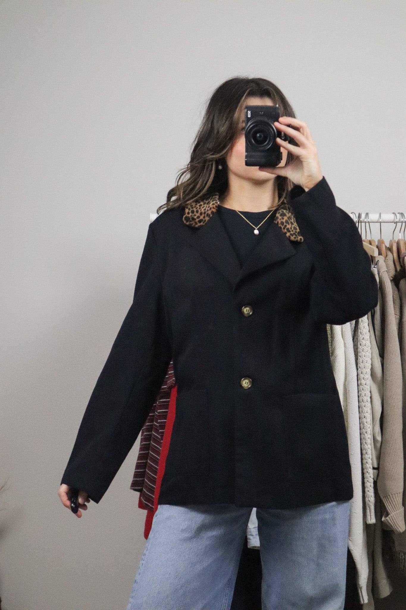 Made in Canada x Vintage x Faux Fur Cheetah Collar Blazer (8/10)