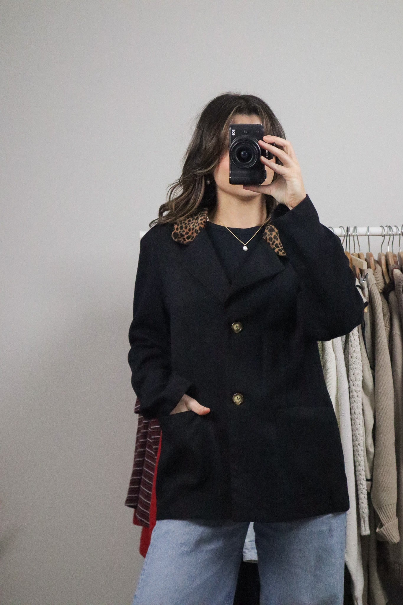 Made in Canada x Vintage x Faux Fur Cheetah Collar Blazer (8/10)