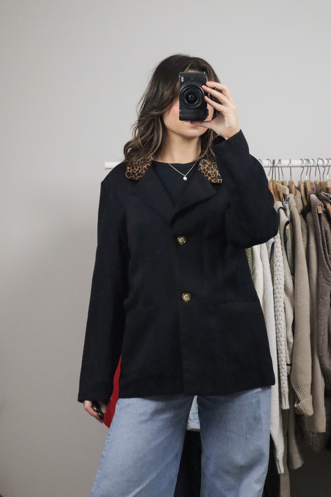 Made in Canada x Vintage x Faux Fur Cheetah Collar Blazer (8/10)