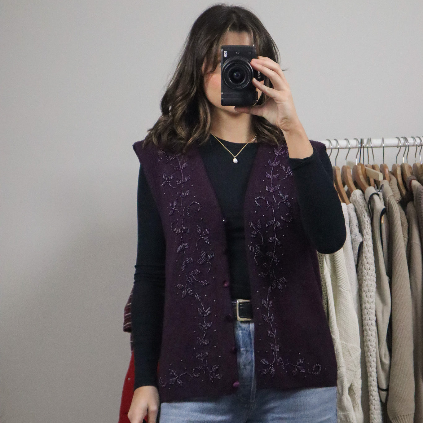 Vintage x Wool Blend Beaded Vest (8/10)