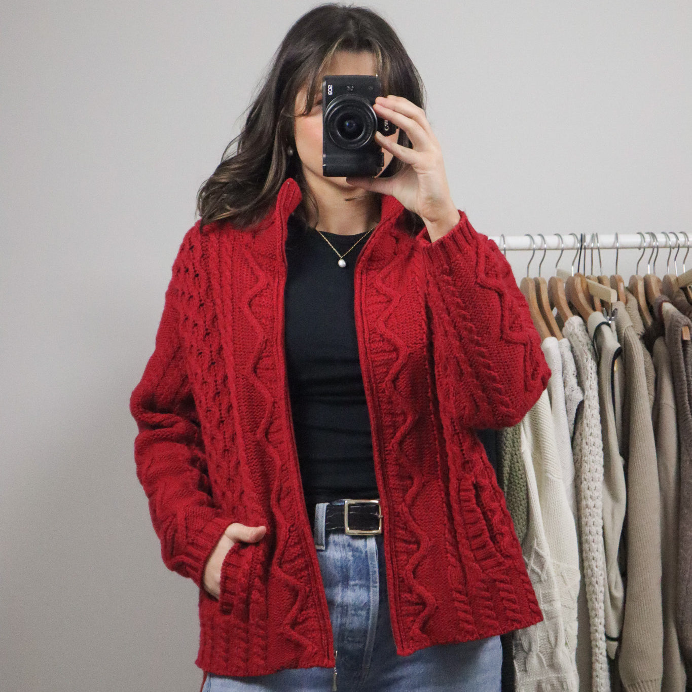 Made in Ireland x Vintage x Merino Wool Chunky Zip-Up Knit (M)