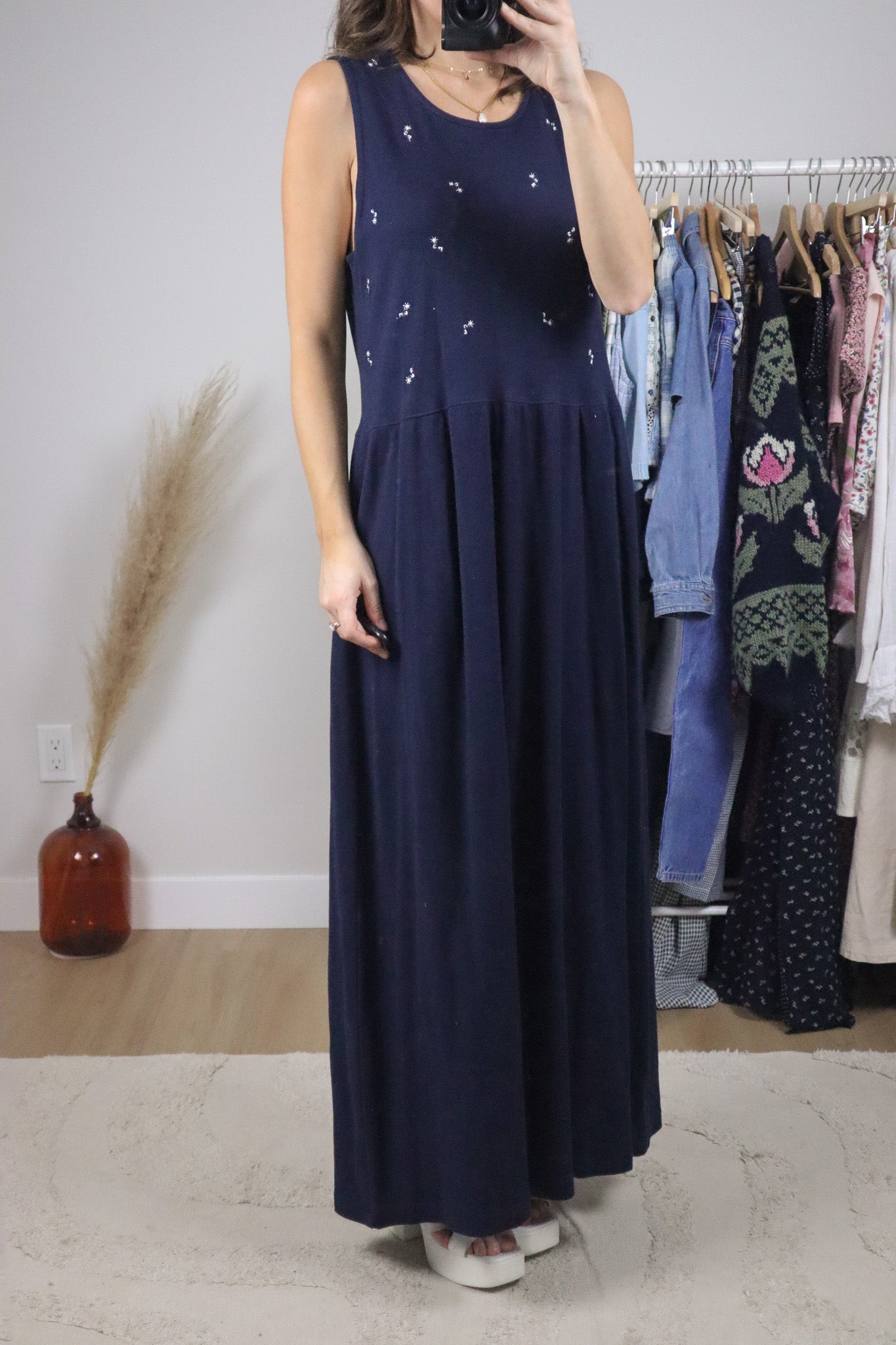 Vintage x Cotton Floral Embroidered Two Piece Set (L)