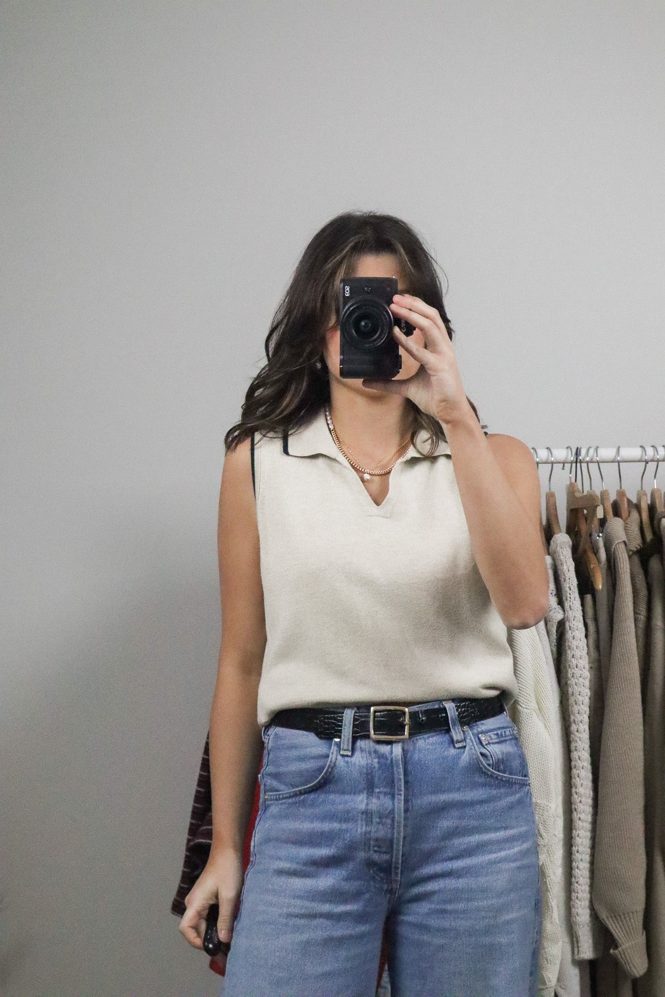 Made in Canada x Vintage x Collared Contrast Knit Tank (S)