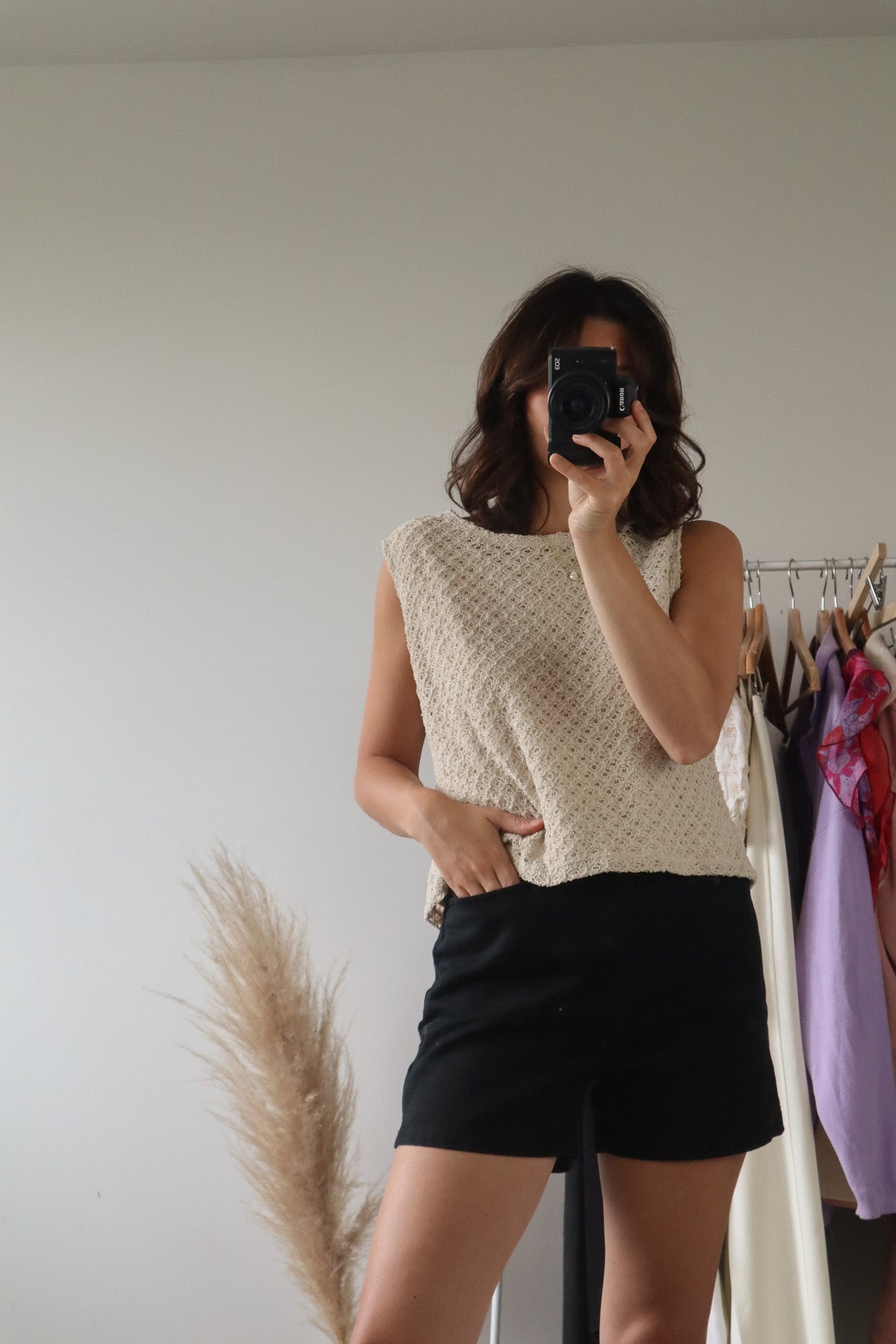 Made in Canada x Vintage x Cropped Knit Tank (L)