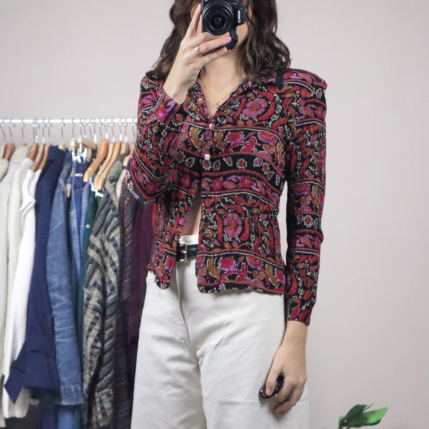 Made in Canada x Vintage x Pattered Blouse (S)