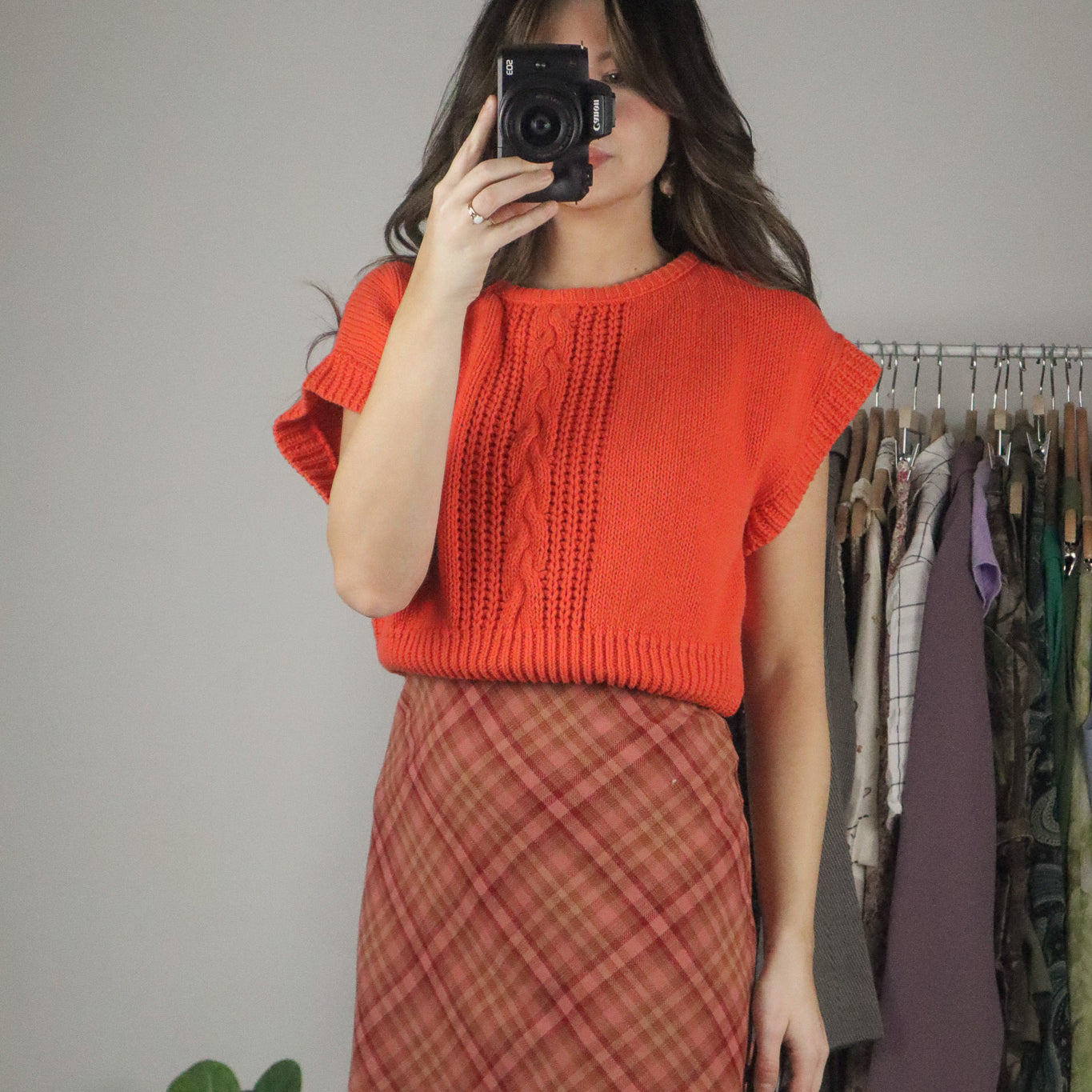 Made in USA x Vintage x Knit Short-Sleeve Sweater (M)