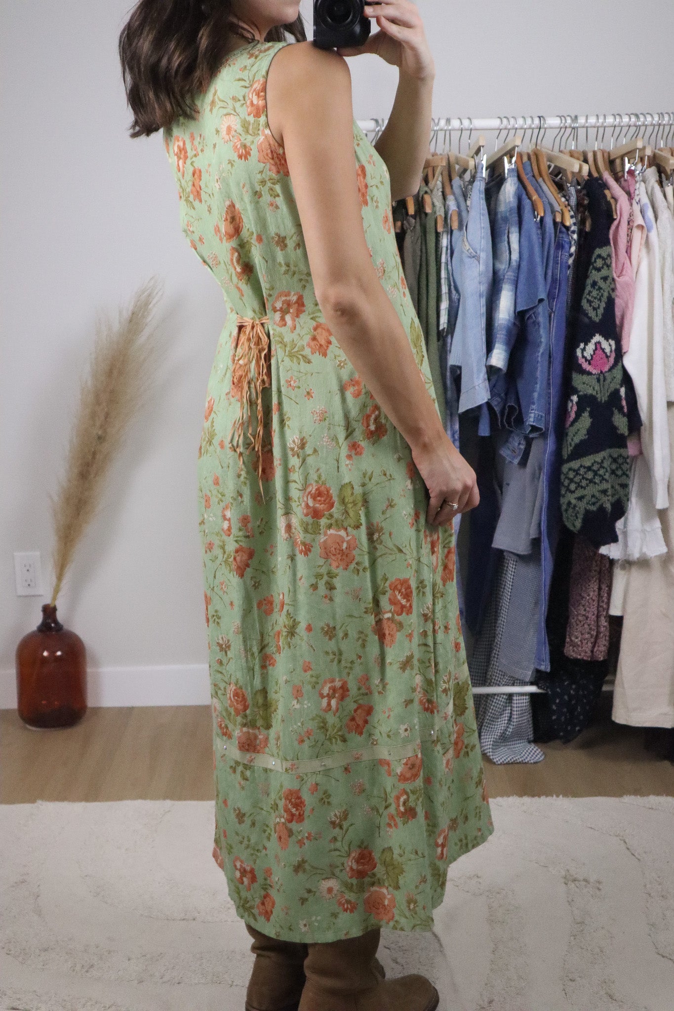 Vintage x April Cornell Floral Beaded Maxi Dress (S)