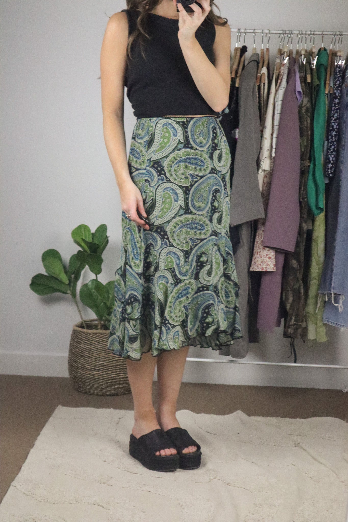Vintage x Paisly Midi Skirt (S)