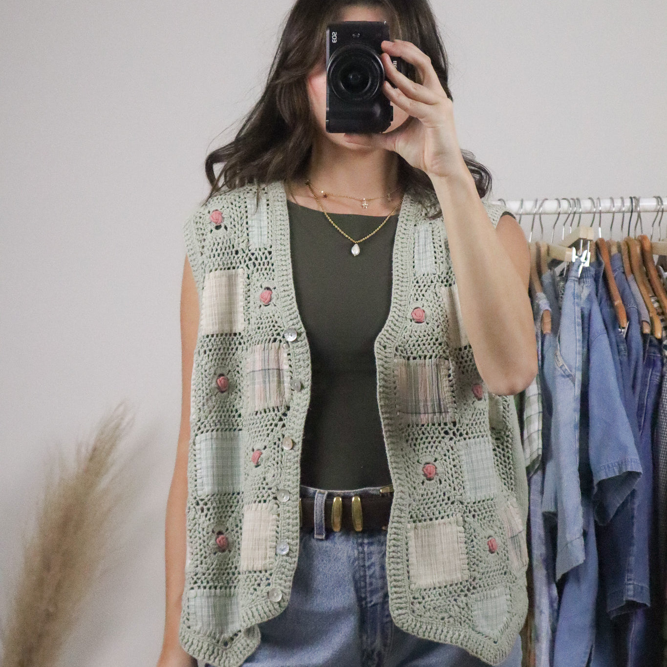 Vintage x Patchwork/Crochet Vest (L)
